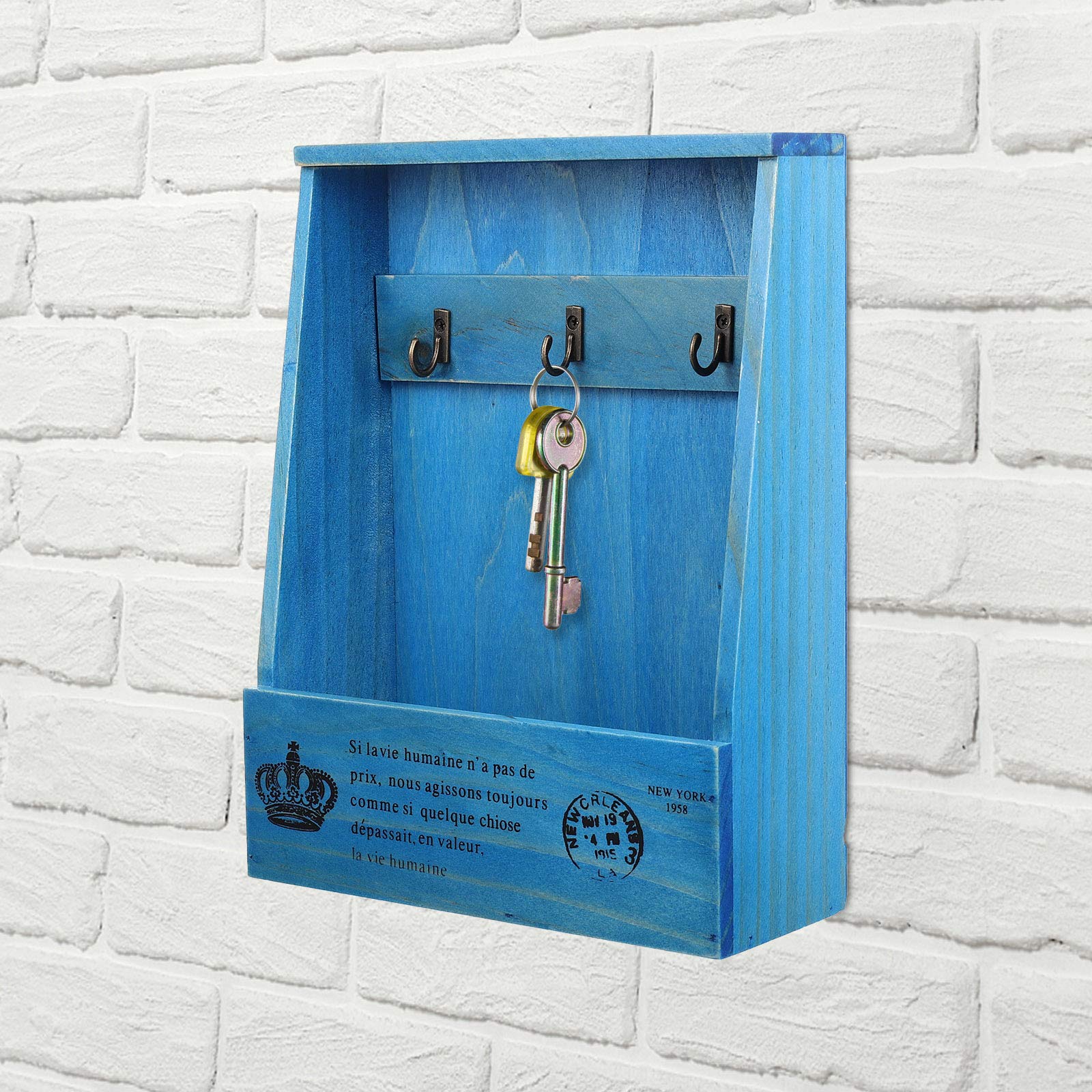 BESPORTBLE Wall Mount Key Holder - Hanging Key Storage Box with Hooks for Home, Office & Entryway Organization - Durable Key Case & Container for Keys, Mail & Small Essentials