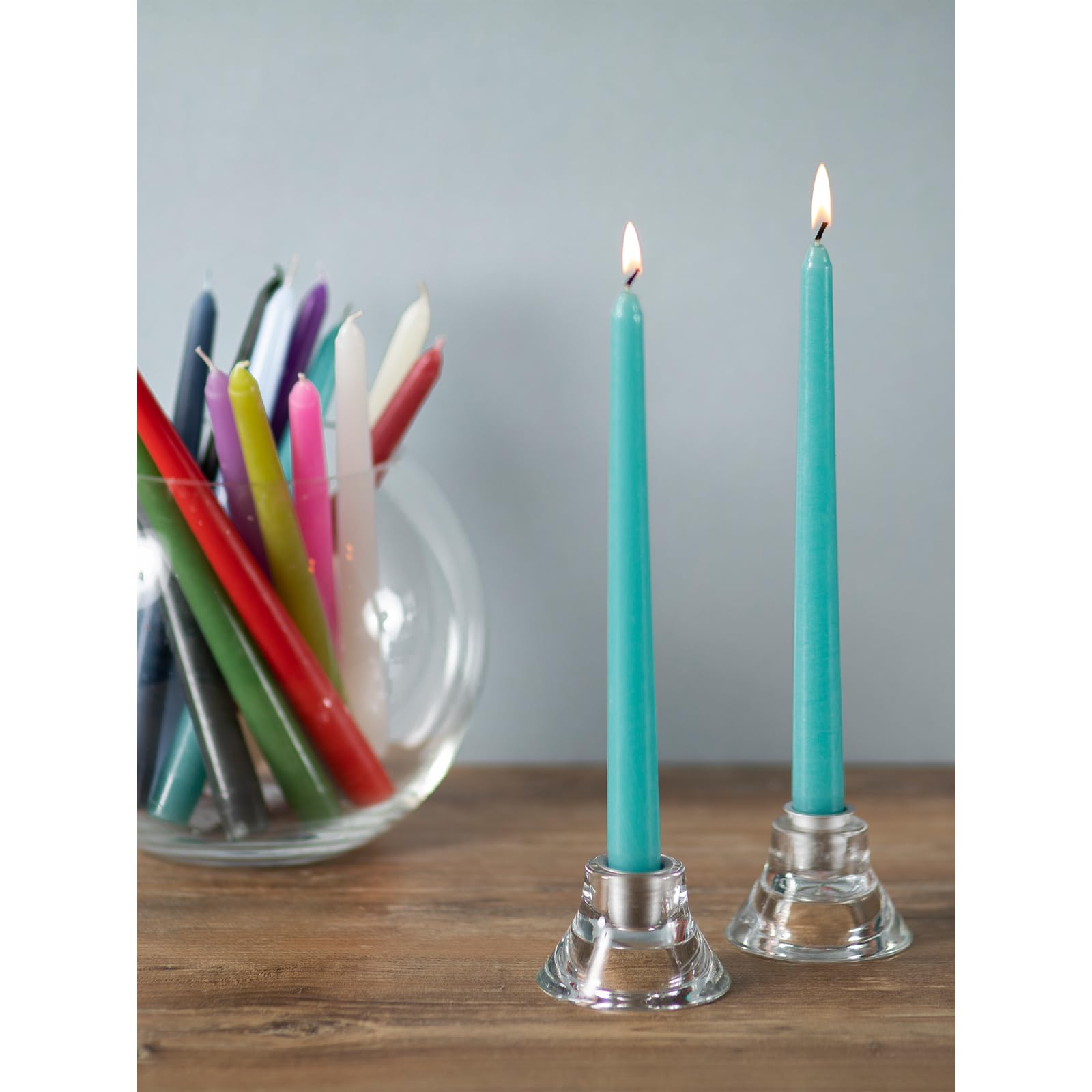 Premium 10 Inch Taper Candles Set of 12 - Dripless Unscented Candlesticks for Elegant Dining & Home Decor - Long-Lasting Turquoise Dinner Candles - Perfect for Weddings, Romantic Dinners & Holiday Centerpieces