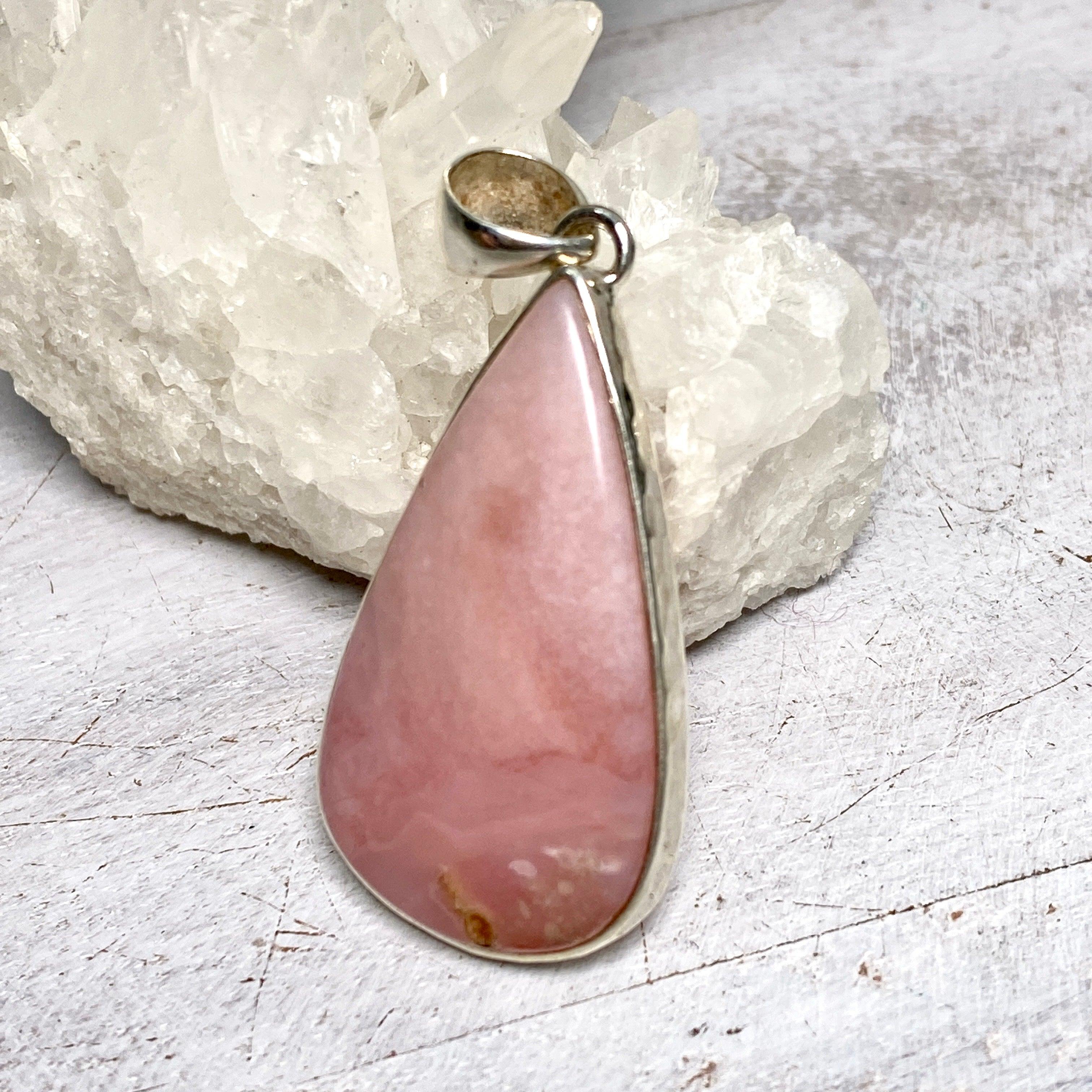 Natural Pink Opal Teardrop Pendant Necklace KPGJ3278 - Elegant Jewelry for Women, Perfect for Gifts, Parties & Special Occasions