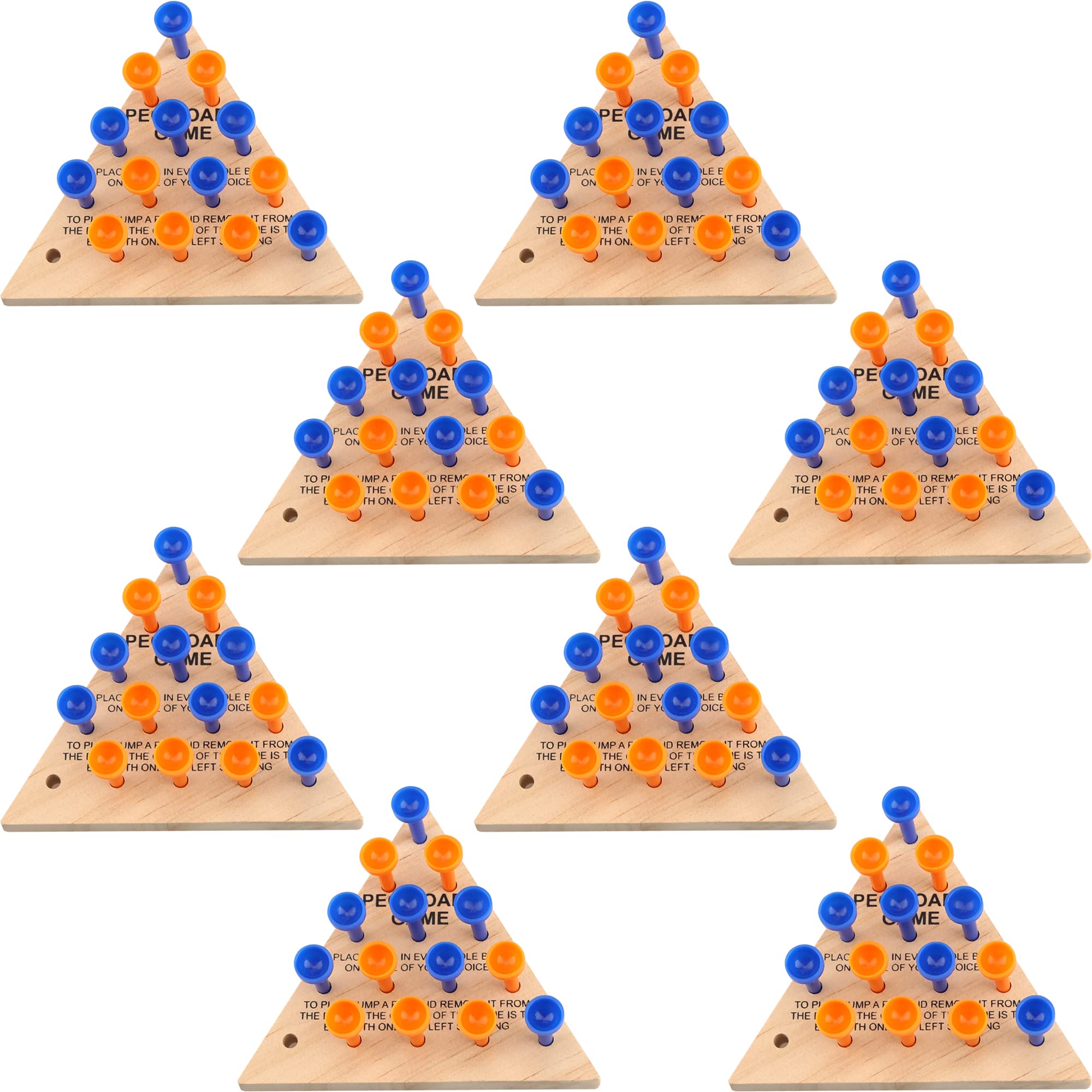 Wooden Triangle Peg Game - 8 Pack Strategy Board Game for Family Travel & Gatherings