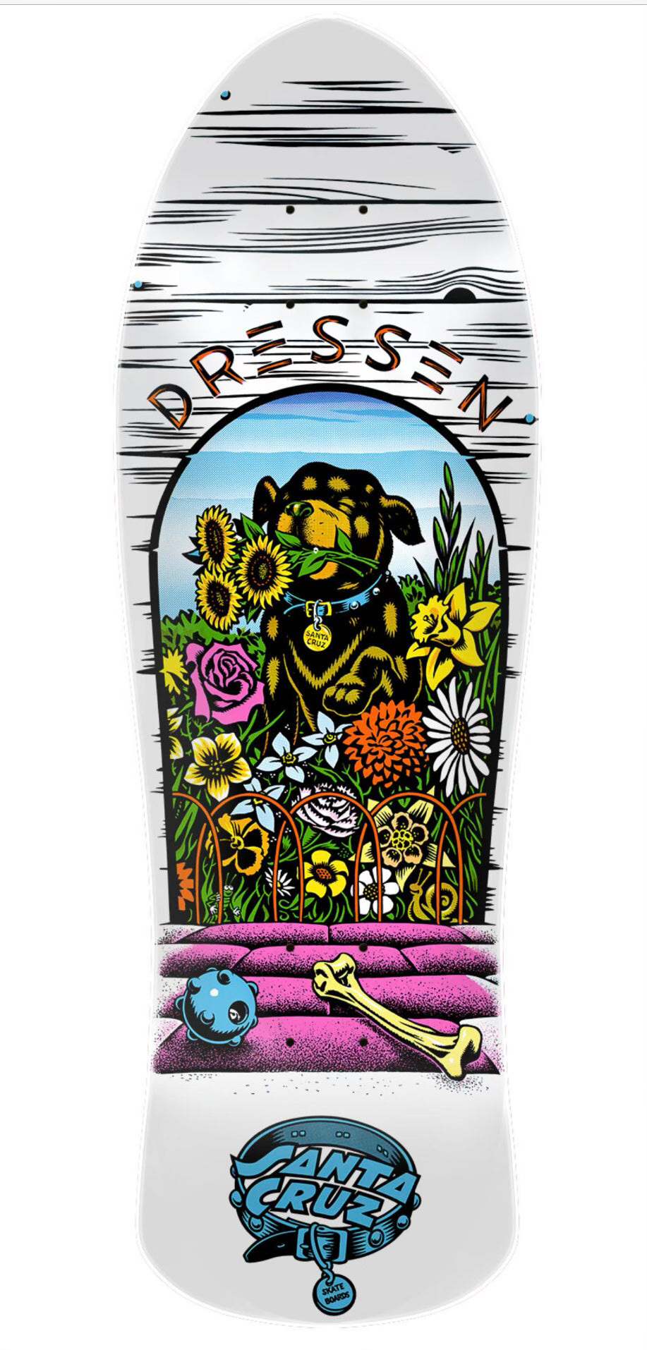 Santa Cruz Eric Dressen Reissue Skateboard - White | Classic Retro Style for Street & Park Skating