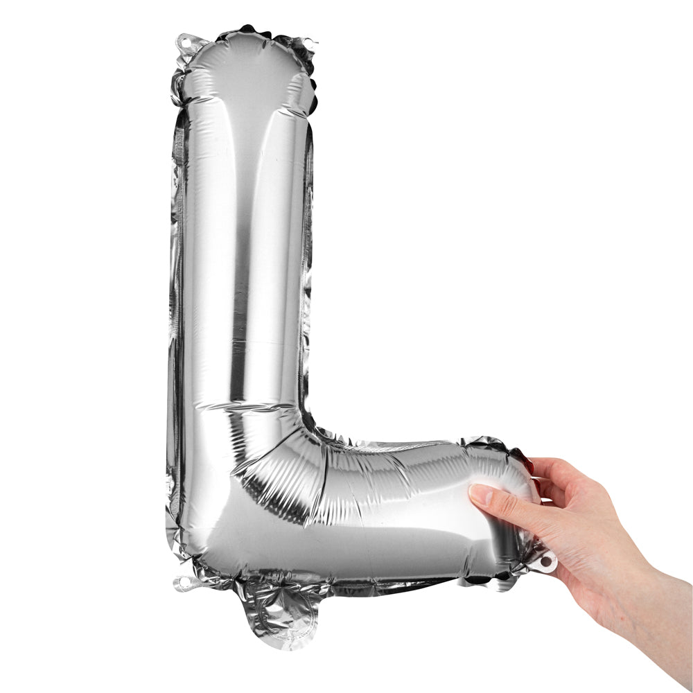 Balloonify Silver Mylar Letter L Balloon - 16 Inch Large Foil Alphabet Balloon for Birthday Party Decorations, Baby Showers & Graduation Celebrations