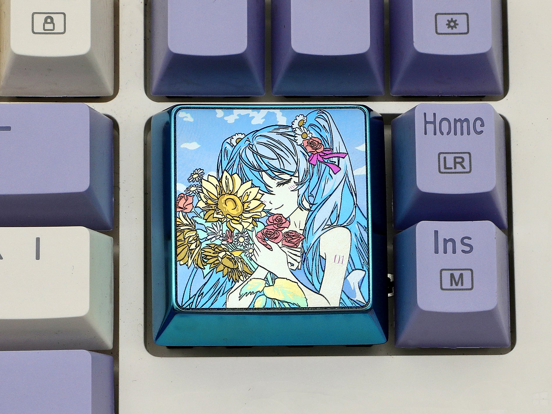 Hatsune Miku Titanium Alloy Colored Keycap - Custom Mechanical Keyboard Keycap for Gaming & Typing - Perfect for Anime Fans & Keyboard Enthusiasts