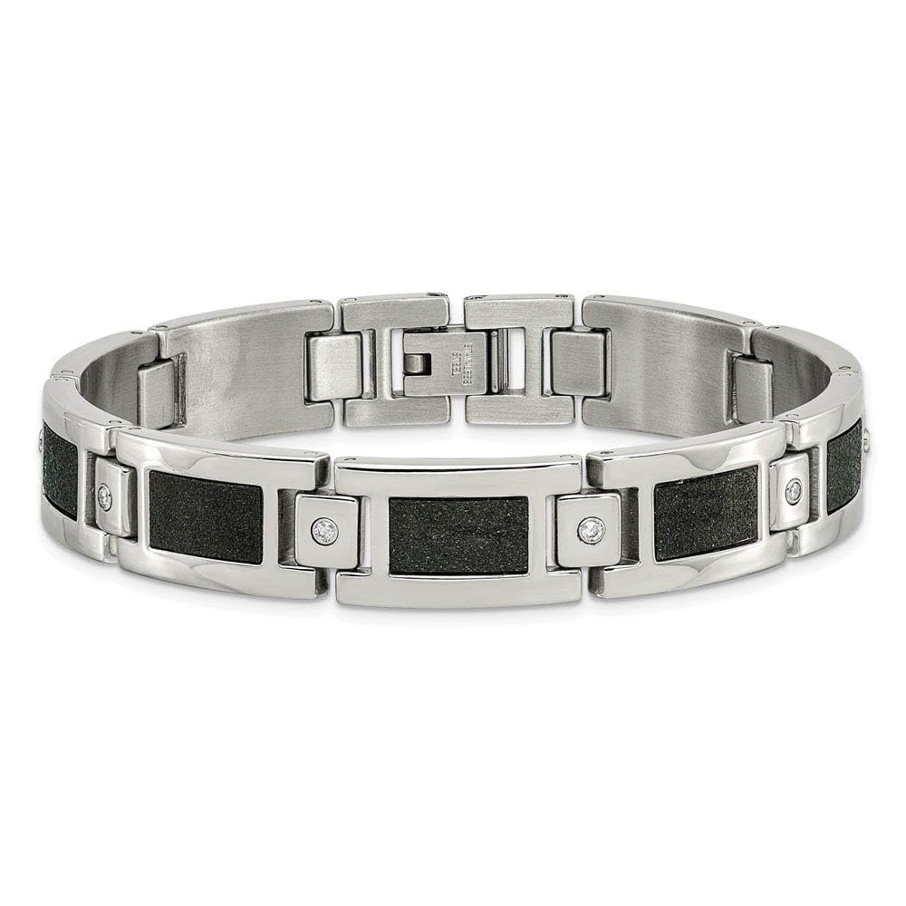 Men's Black Bow Stainless Steel Bracelet - Diamond Polished & Laser Cut Design - 8.25 Inch Adjustable Wristband - Perfect for Gifts, Weddings, and Formal Occasions