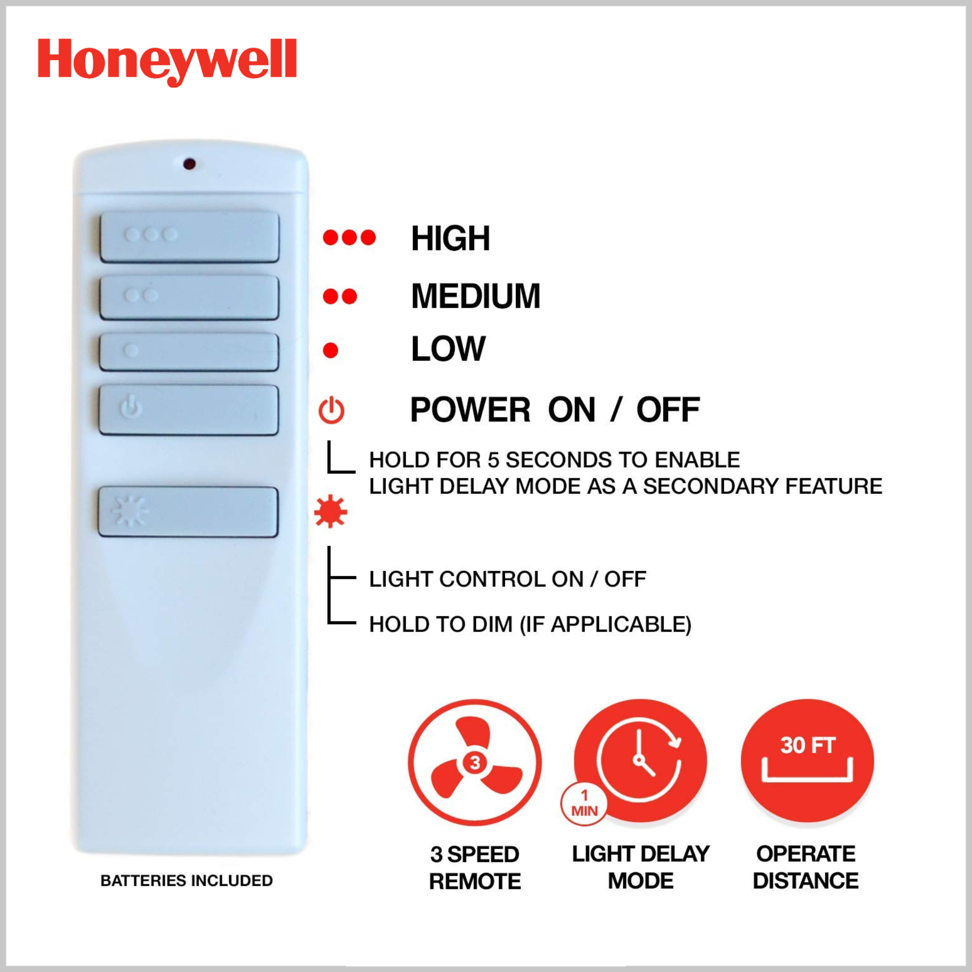 42 Inch Honeywell Conifer Matte Black Ceiling Fan with Light Kit and Remote Control - Perfect for Living Room, Bedroom, and Outdoor Patio Cooling