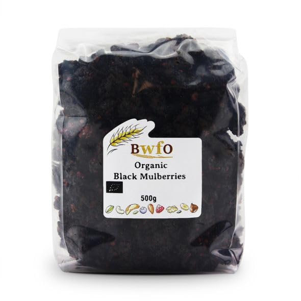 Organic Black Mulberries Whole Foods - 500g Dried Superfood Snack | Antioxidant-Rich, No Sugar Added | Perfect for Smoothies, Baking & Healthy Snacking