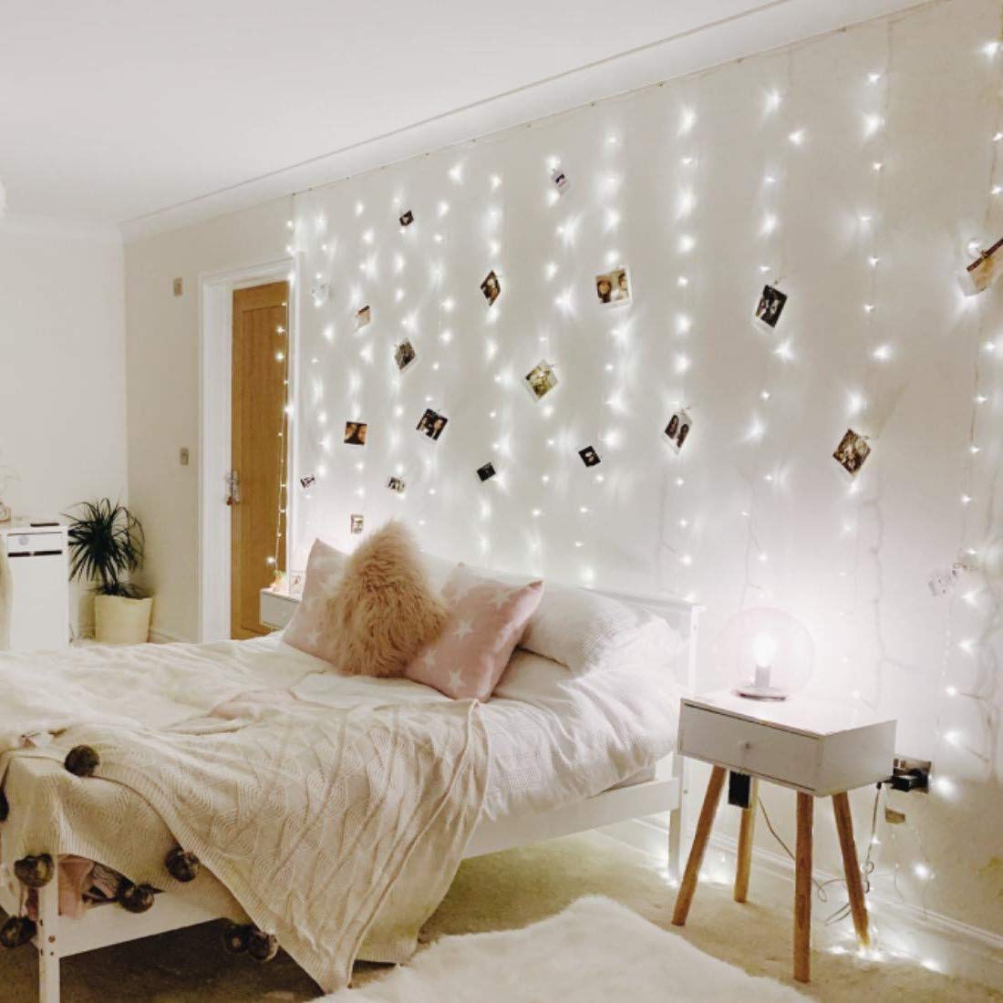 LED Fairy String Lights - 306 Cool White Curtain Lights for Bedroom, Wedding & Party Decor (10x10ft, 18 Strings) | Indoor/Outdoor Hanging Lights for Wall, Patio & Backdrop Decorations