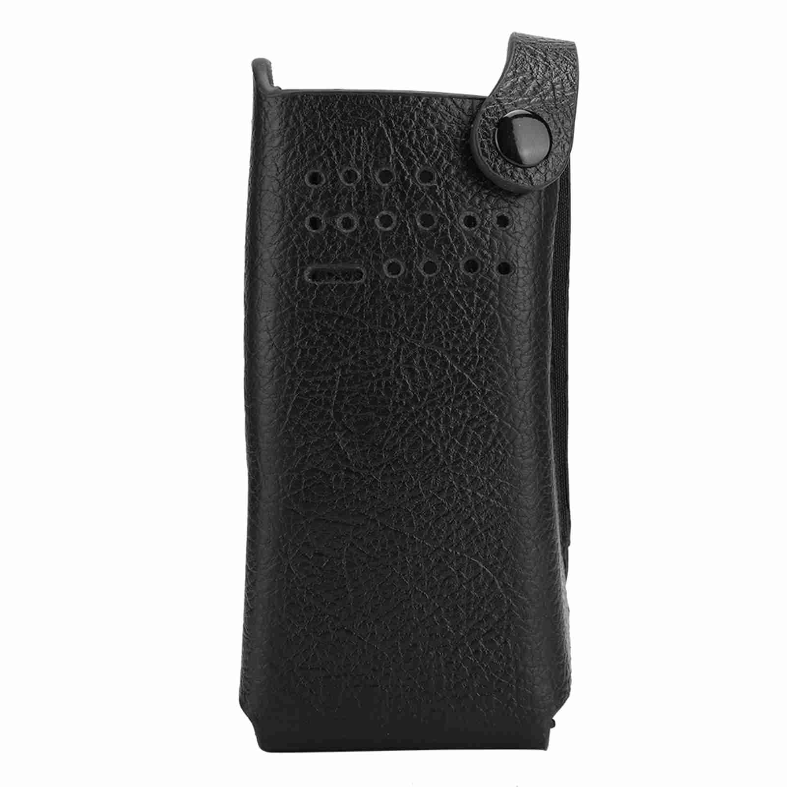 Premium Hard PU Leather Two-Way Radio Holster with Hook Clip & Adjustable Shoulder Strap - Protective Carrying Case for Motorola GP328D - Ideal for Construction, Security & Outdoor Work
