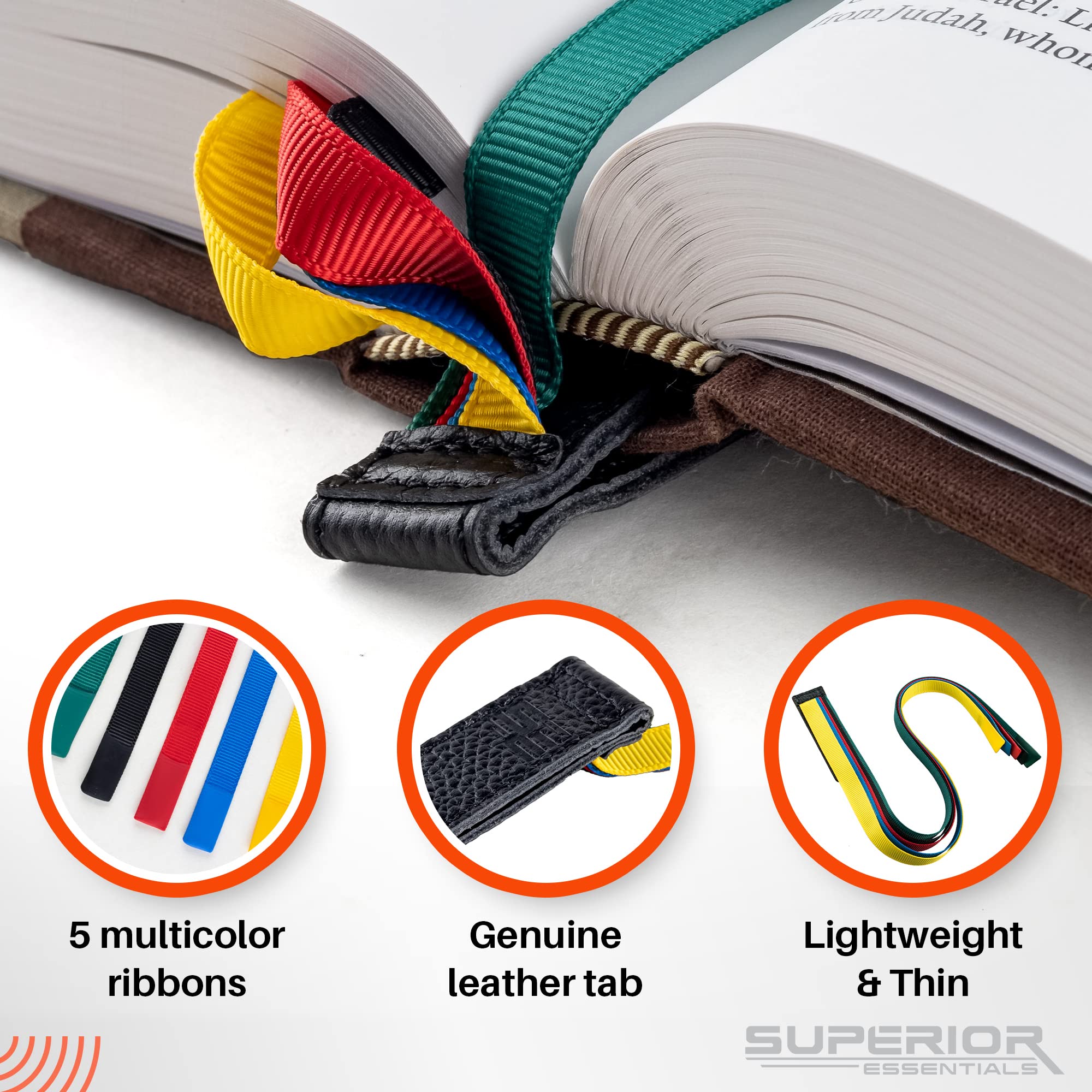 Premium Magnetic Bible Bookmark - Genuine Leather Scripture Marker with 5 Attachable Ribbons for Easy Page Finding - Perfect Gift for Book Lovers & Church Goers - Ideal for Bible Study, Sunday School & Personal Devotion (Rainbow, 1PC)