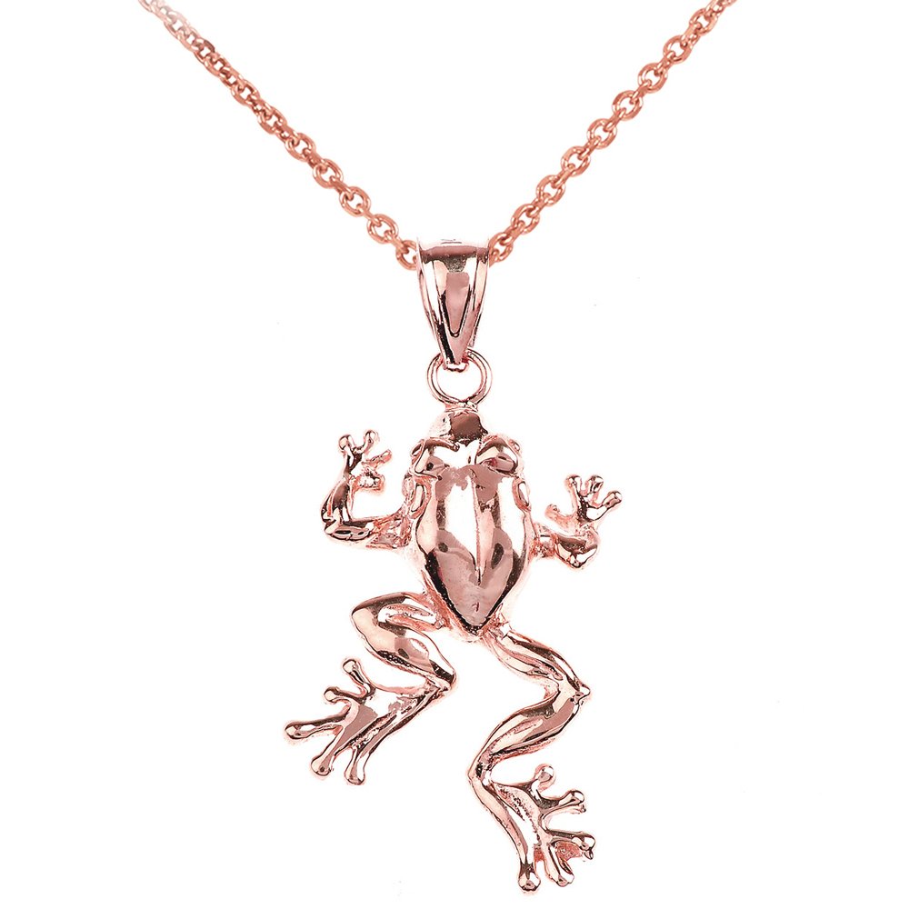 10K Rose Gold Frog Pendant Necklace for Women - Elegant Polished Jewelry Gift for Birthday, Anniversary & Valentine's Day - Perfect for Casual Wear, Date Nights & Special Occasions