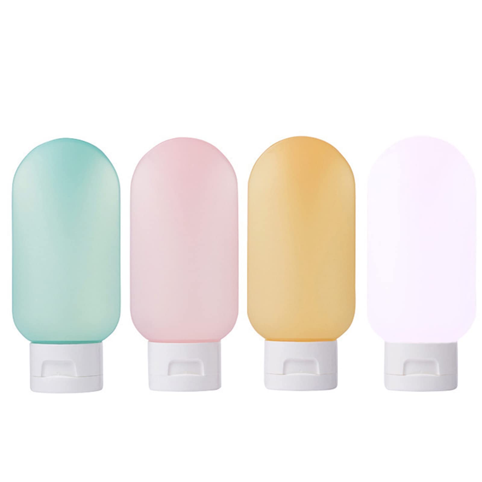 4-Pack 60ml Travel Bottles Set - Leak Proof & Reusable Plastic Containers for Toiletries, Shampoo, Lotion | Round & Oval Design | Perfect for Air Travel, Gym, Camping & Personal Care Essentials