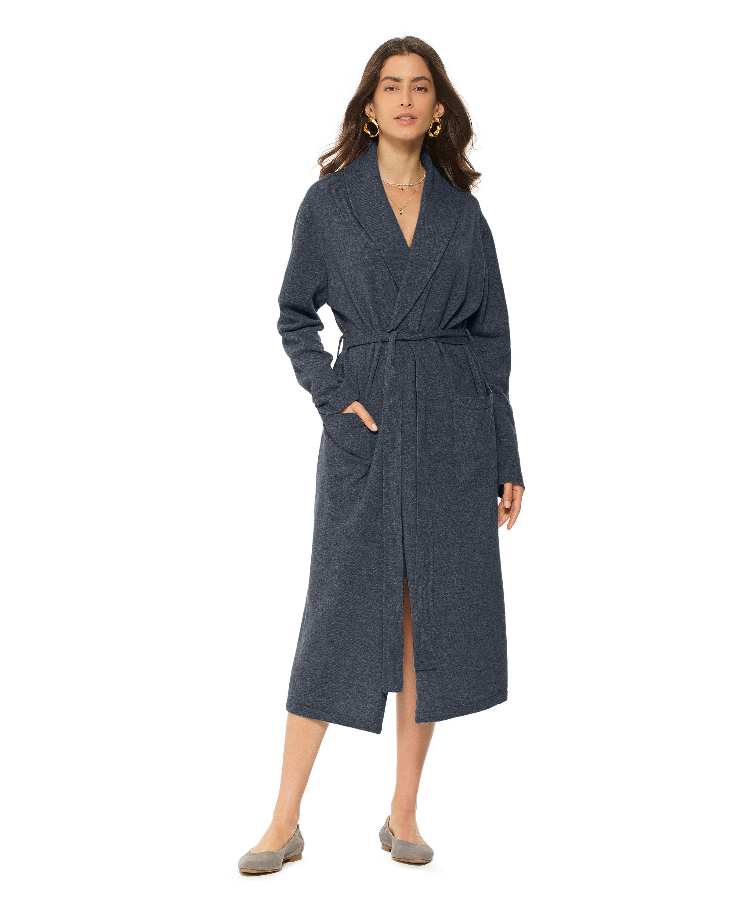 Luxury Women's Pure Cashmere Knit Robe - Soft & Warm Winter Loungewear - Perfect for Spa Days, Relaxing at Home & Cozy Evenings