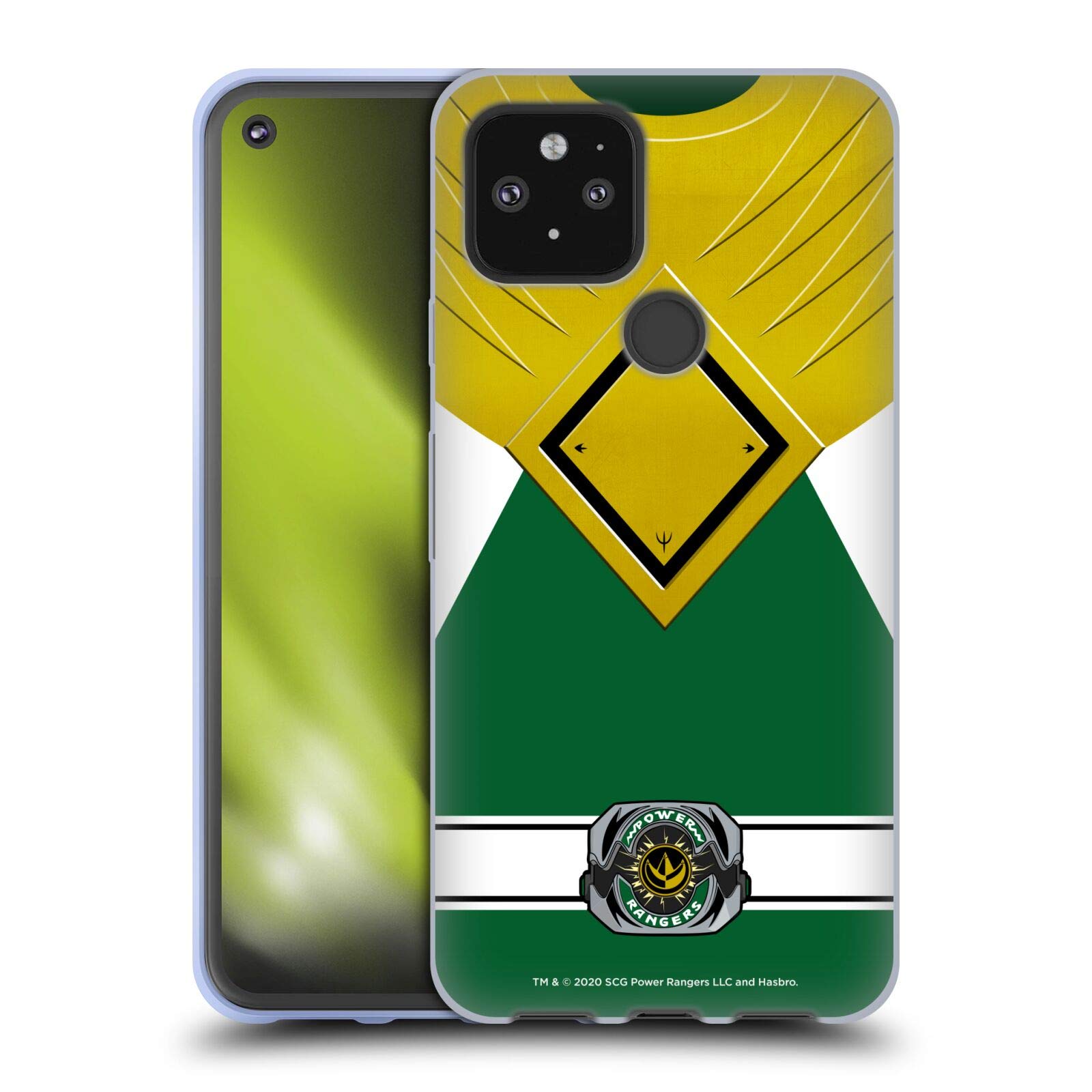 Head Case Designs Officially Licensed Power Rangers Green Ranger Retro Costumes Soft Gel Case for Google Pixel 5 5G - Perfect for Cosplay, Collectors, and Superhero Fans