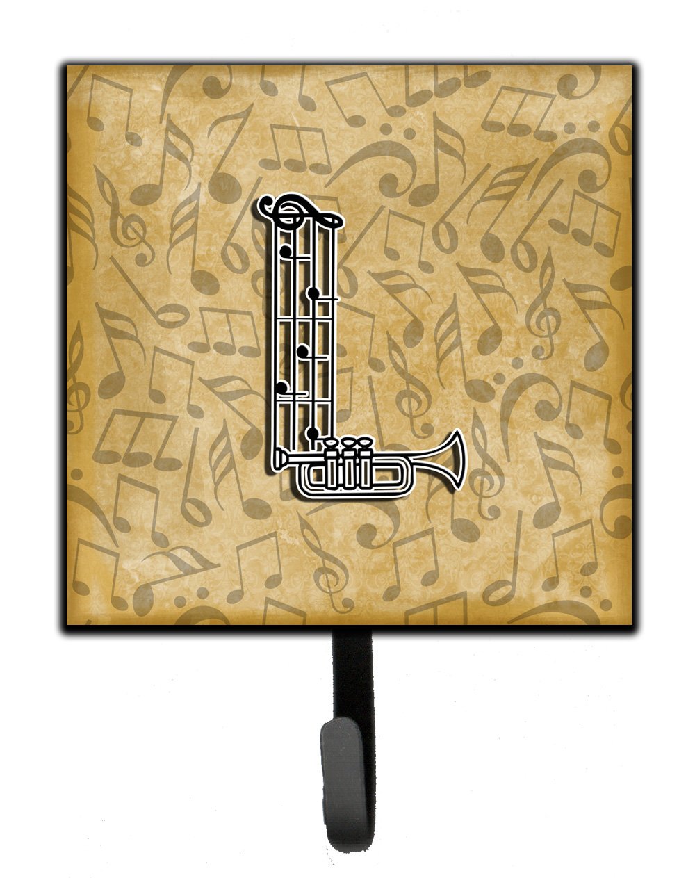 Caroline's Treasures CJ2004-LSH4 Letter L Musical Instrument Alphabet Wall Hook - Key Holder, Coat Rack, Leash Hanger for Keys, Towels & Aprons - Perfect for Entryway, Kitchen & Mudroom Organization