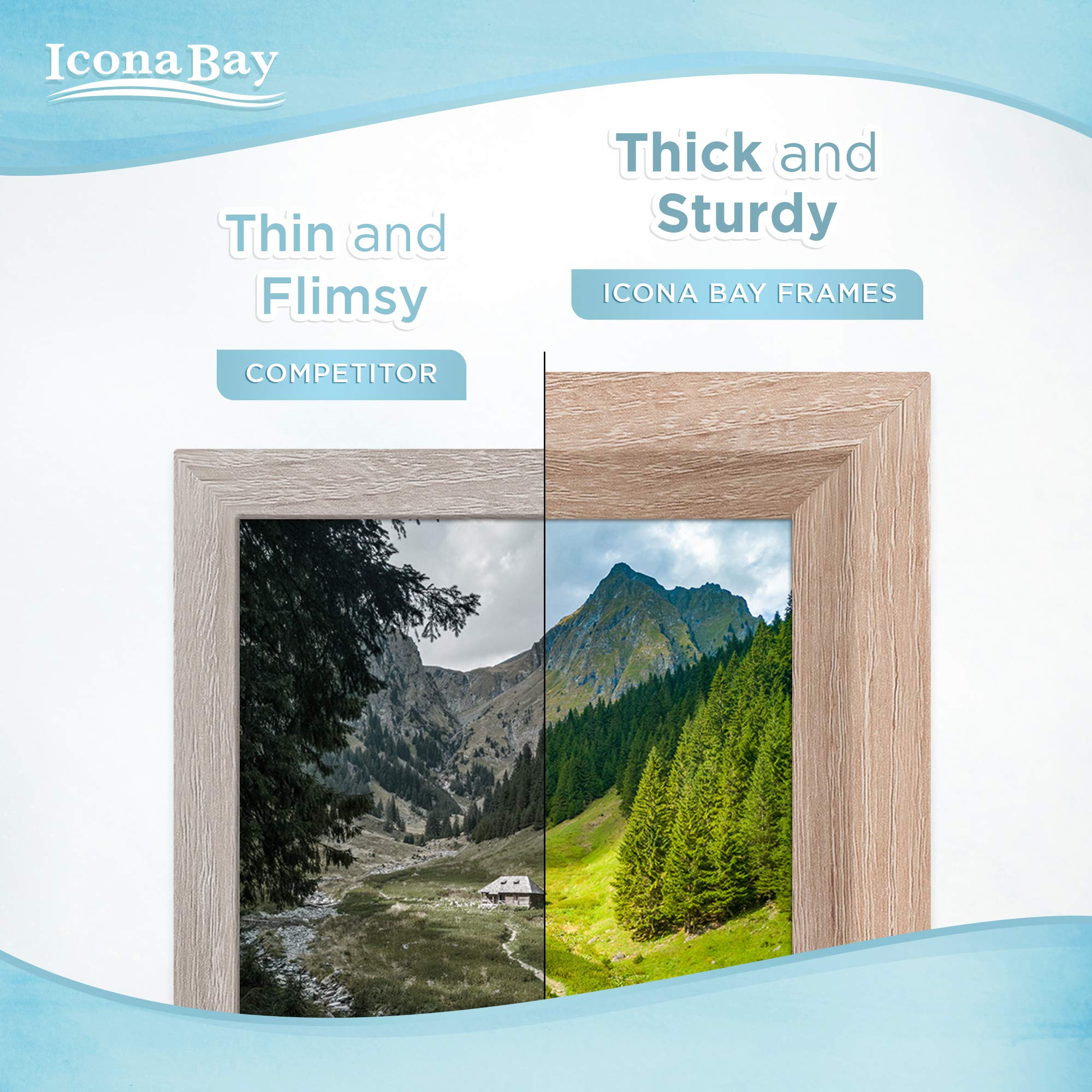 Icona Bay 4x6 Picture Frame Set of 6 - Weathered Oak Wood Finish, Traditional Style Composite Wood Photo Frames for Wall or Table Display - Perfect for Home Decor, Office, Wedding Photos & Family Memories
