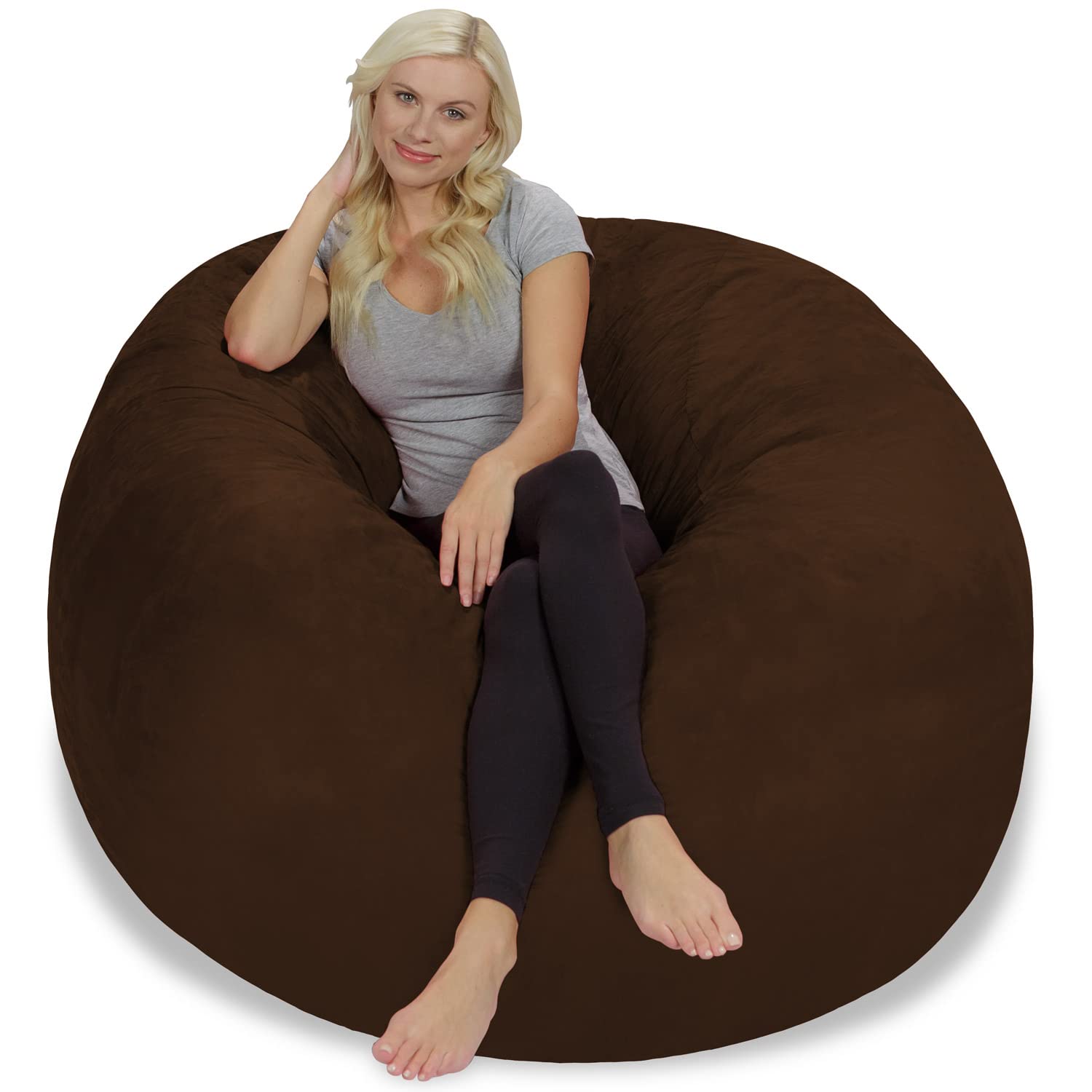 Chill Sack 5' Giant Memory Foam Bean Bag Chair - Ultra Soft Microfiber Cover (Brown) - Perfect for Living Rooms, Game Rooms & Dorm Lounging