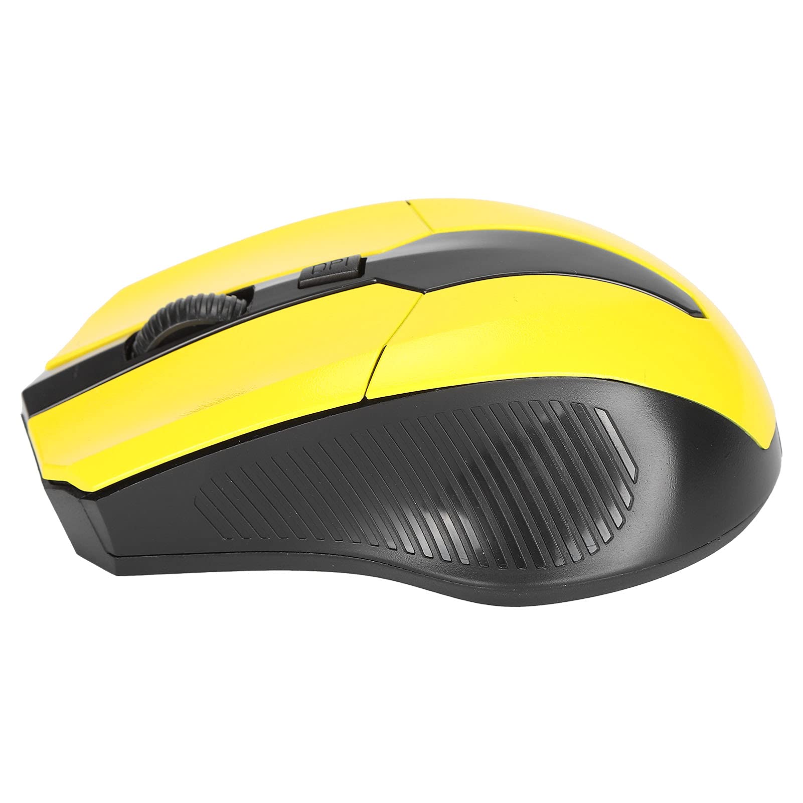 PUSOKEI 1600DPI 2.4G Wireless Ergonomic USB Mouse for PC & Laptop - Optical Computer Mouse with USB Receiver (Yellow) - Perfect for Office Work, Gaming & Home Use