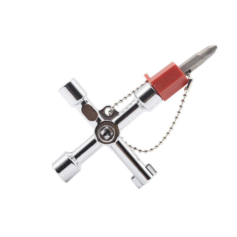 Multifunctional Utility Key Set for Electric Water Gas Meter Box - Universal Control Cabinet Key, Torque Wrench, Cross Key, CNC Key & Train Door Key (Silver, Type C) - Perfect for Locksmiths, Maintenance Technicians & Industrial Use