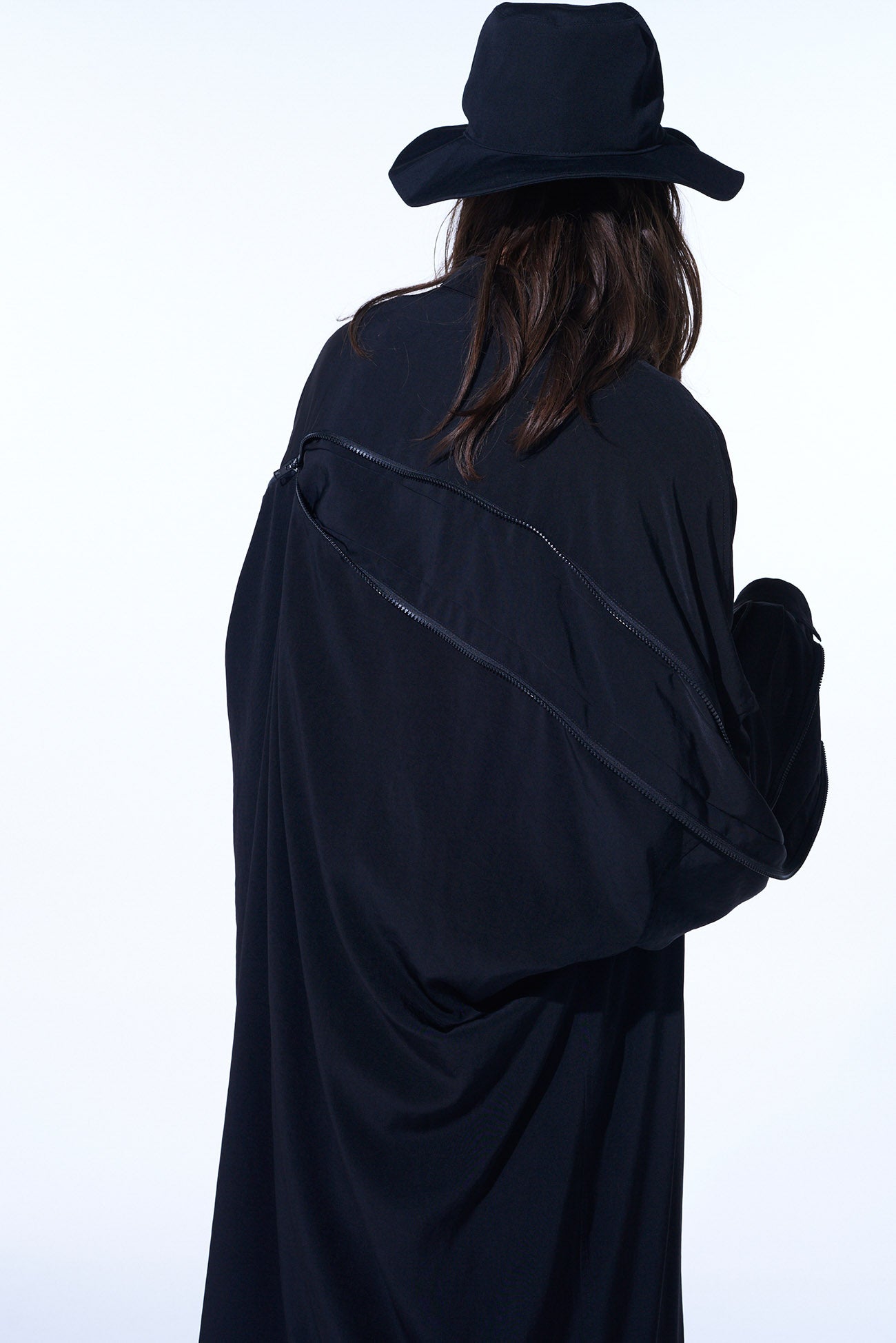 Elegant Crepe de Chine Back Yoke Zip Coat for Women – Perfect for Office Wear, Evening Outfits & Fall Layering