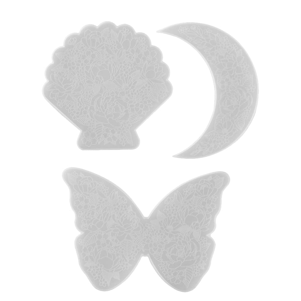 EXCEART 3-Piece Silicone Resin Molds Set - Moon Shaped Coasters, Jewelry Trays & DIY Cup Holders for Epoxy Casting | Perfect for Home Decor, Craft Projects & Unique Gift Making (Ideal for Resin Art, Table Setting & Handmade Jewelry Display)
