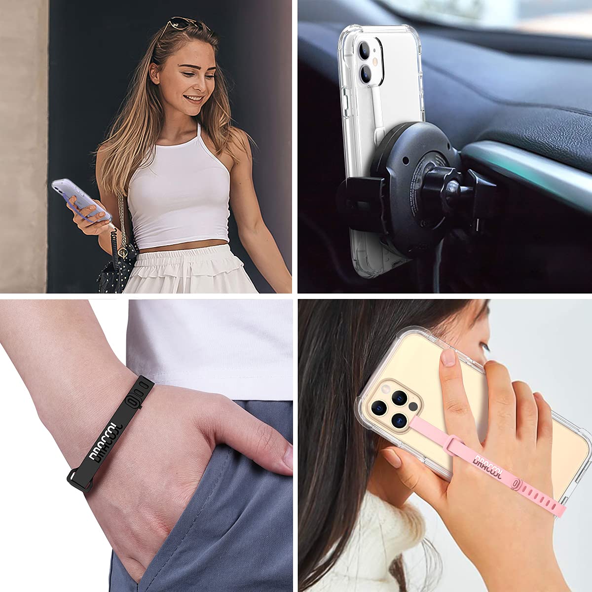 Dracool 2-Pack Silicone Phone Strap Grip Holder - Elastic Finger Loop Band for Secure Phone Grip - Universal Fit for iPhone, Samsung Galaxy & Most Smartphone Cases (Transparent) - Perfect for Gym, Running, Commuting & Everyday Use