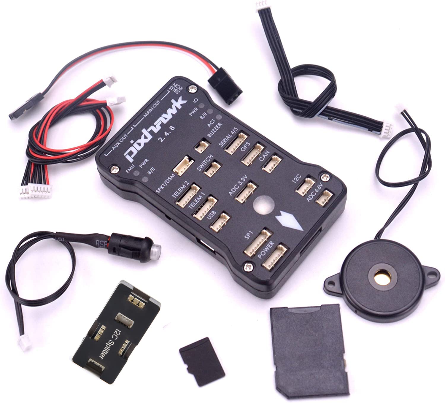 Readytosky Pixhawk PX4 Flight Controller 2.4.8 - 32 Bit Drone Flight Control Board with Safety Switch, Buzzer, I2C Splitter Module & 4GB SD Card - Perfect for DIY Drone Building, UAV Development and RC Aircraft Projects