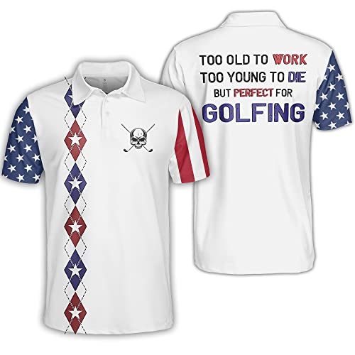Polomore Patriotic Golf Shirts for Men - American Flag Polo Shirts, Short Sleeve Performance Golf Shirts - Perfect for Golf Tournaments, 4th of July Events & Patriotic Outfits