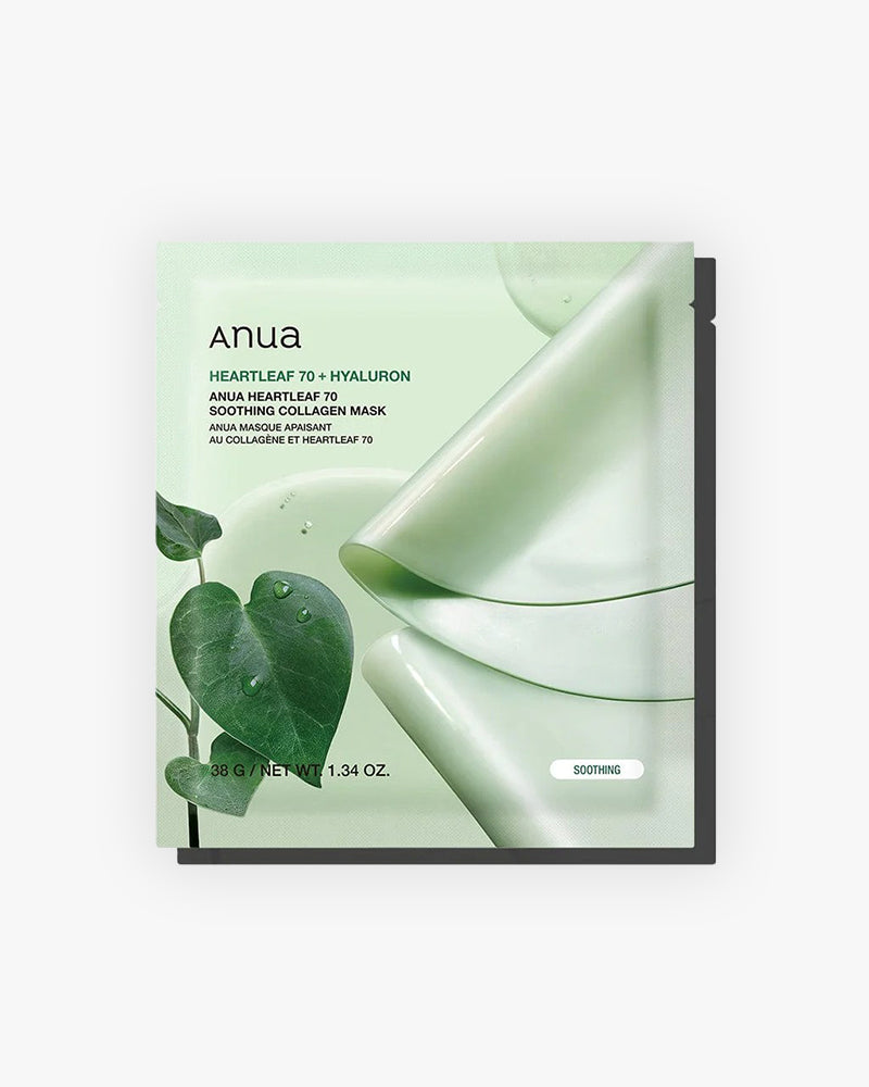 Anua Heartleaf 70+ Hyaluron Soothing Collagen Mask - Korean Skincare for Hydration & Calming Sensitive Skin - Perfect for Night Routine & Post-Sun Care