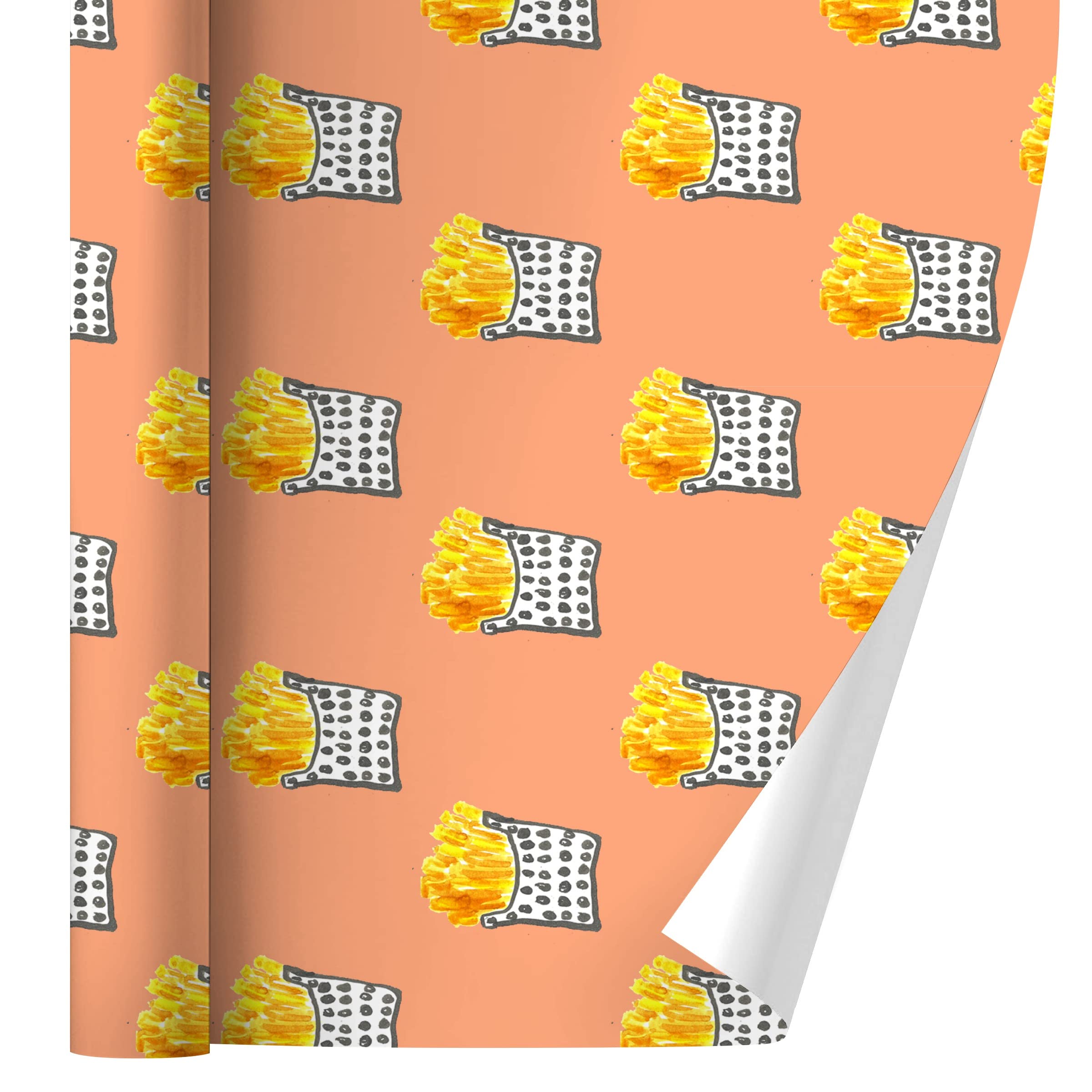 GRAPHICS & MORE Fun Fries Gift Wrap Wrapping Paper Rolls - 50ft Premium Kraft Paper for Birthday, Christmas & Party Presents - Eco-Friendly & Durable for DIY Crafts, Gift Bags & Home Decor