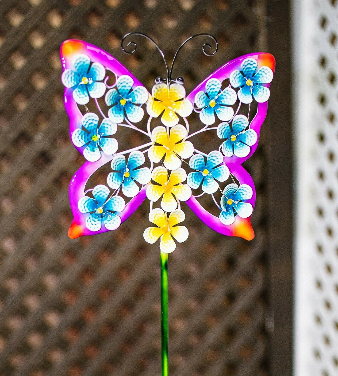 Butterfly with Flowers Solar LED Waterproof Outdoor Garden Stake Light - Decorative Solar Powered Landscape Lighting for Yard, Lawn, Patio, Deck, Pathway, Pond, Backyard | Perfect for Evening Garden Ambiance and Pathway Illumination
