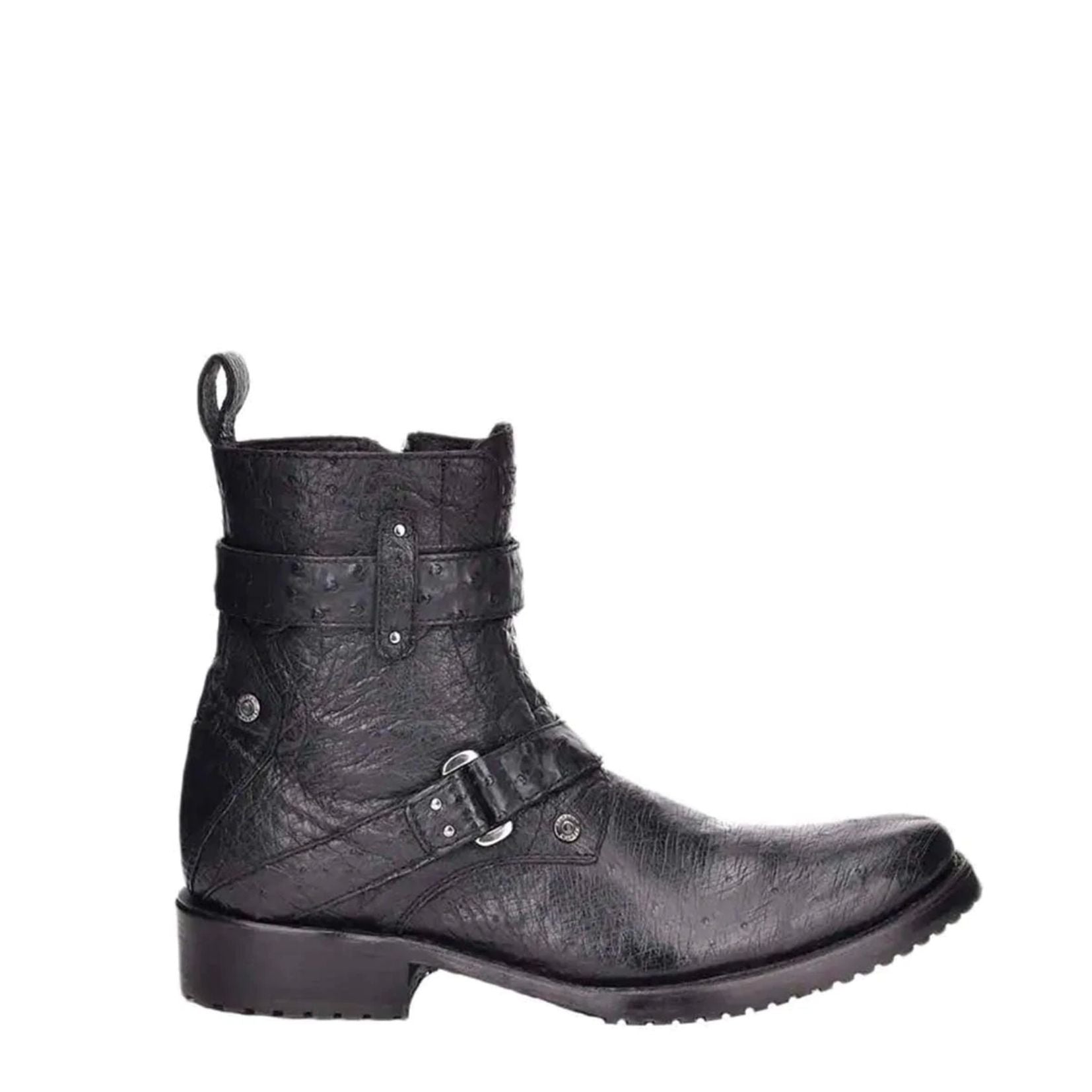 Vintage Black Ostrich Leather Ankle Boots for Men - 2T13CU Cuadra - Stylish & Comfortable Dress Shoes for Casual & Formal Occasions
