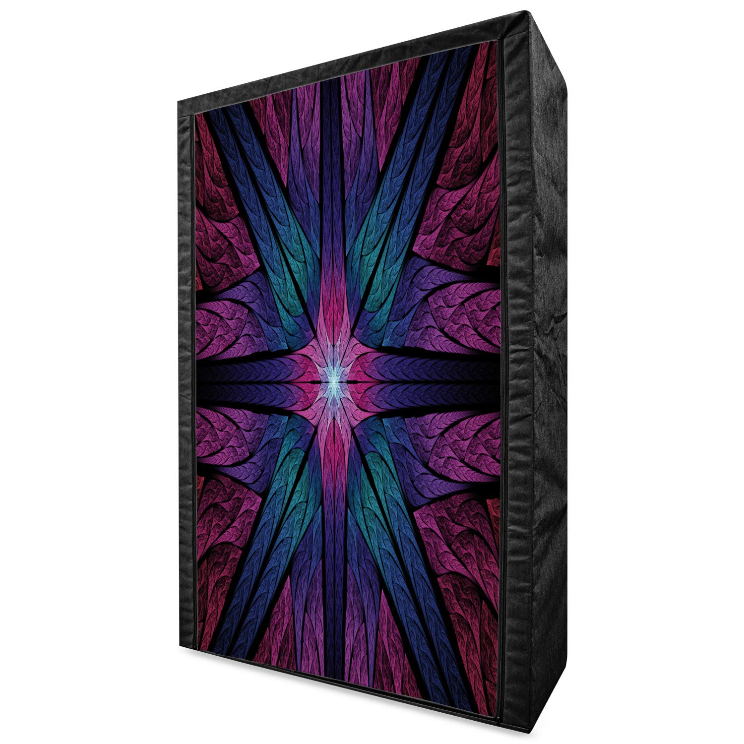 Ambesonne Fractal Portable Fabric Wardrobe - Psychedelic Colorful Symmetrical Stained Glass Design - 42.5