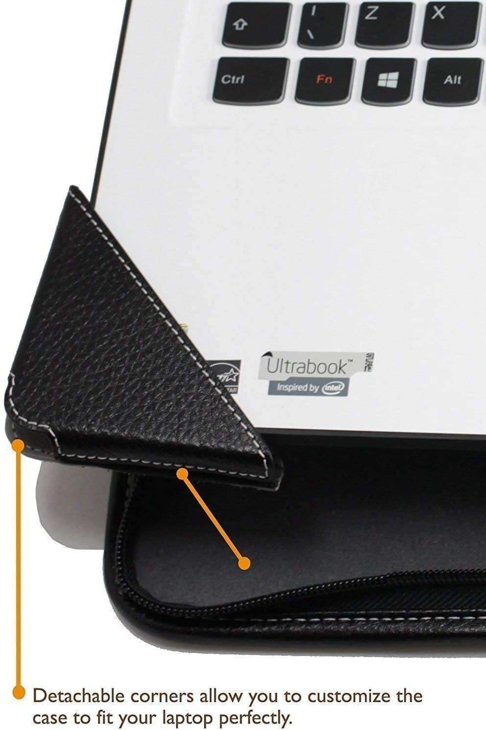 Broonel Contour Series Heavy Duty Leather Protective Case for Dell XPS 13 13.3 Inch Laptop - Durable Black Leather Cover with Shock Absorption - Perfect for Travel, Office & School Use