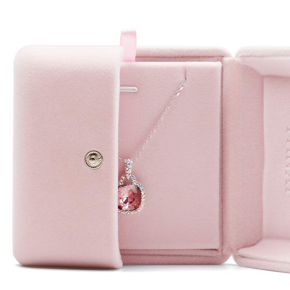 Luxury Pink Velvet Jewelry Box for Earrings & Pendant Display - Elegant Jewelry Storage Case & Gift Box for Women - Perfect for Wedding, Birthday & Anniversary Gifts