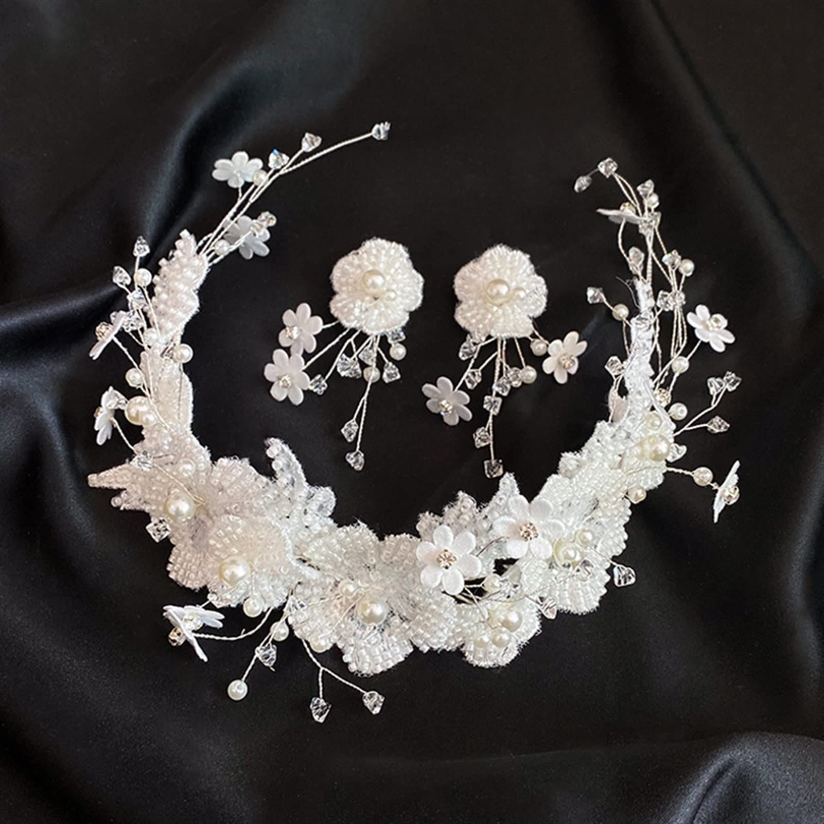 XXXXW Wedding Headpieces – Bridal Beaded Petal Headdress Set for Bride | Elegant Wedding Hair Accessories for Bridal Shower, Bachelorette Party & Ceremony