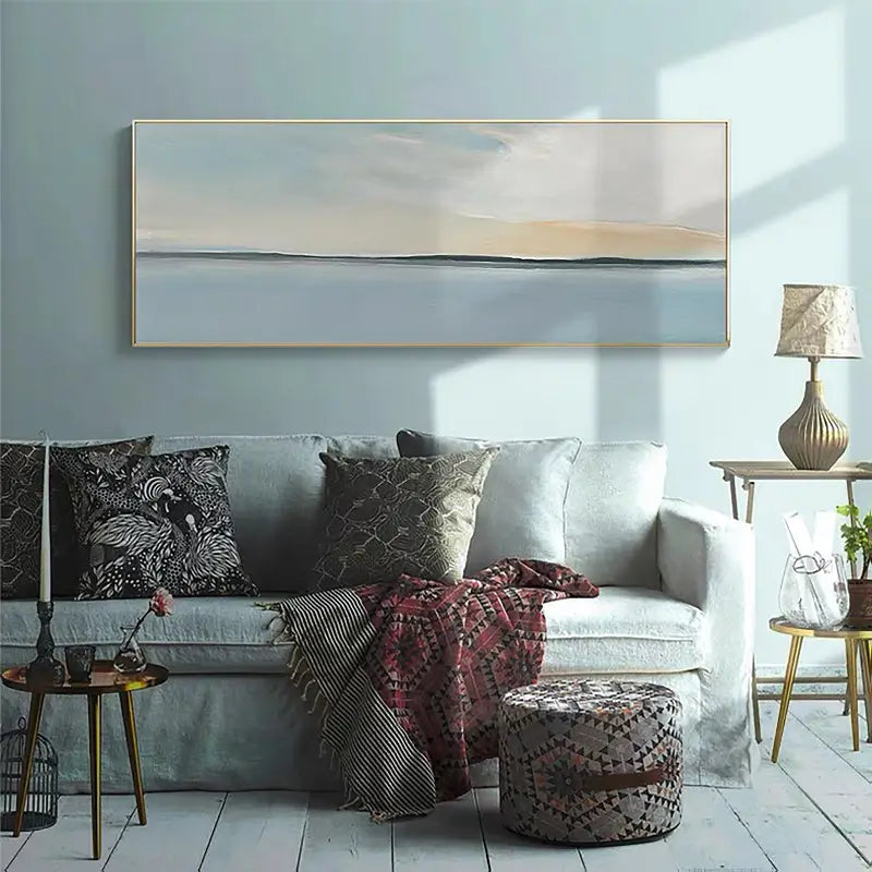 Ocean and Sky Painting - Handmade Canvas Art #OS023 for Home Decor, Office Wall Art, and Living Room Aesthetic