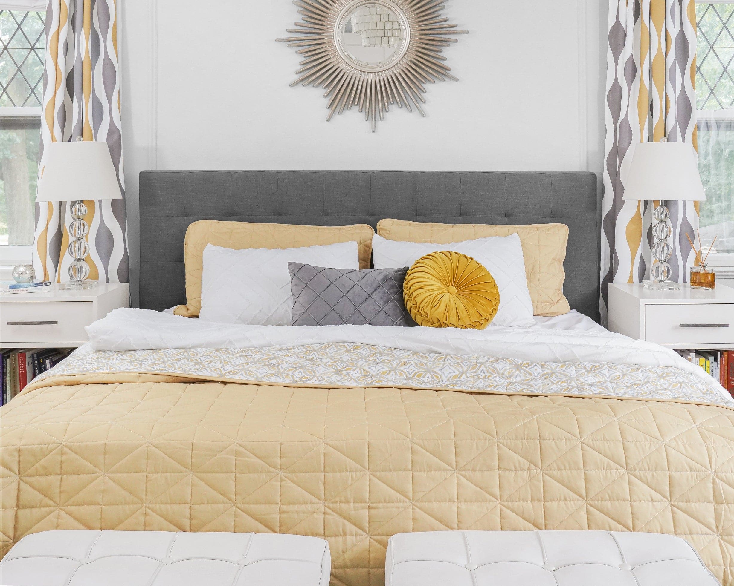 Mid Century Modern Geometric Reversible Quilt 3-Piece Bedding Set - King/Queen Size Comforter Cover with Pillow Shams for Stylish Bedroom Decor