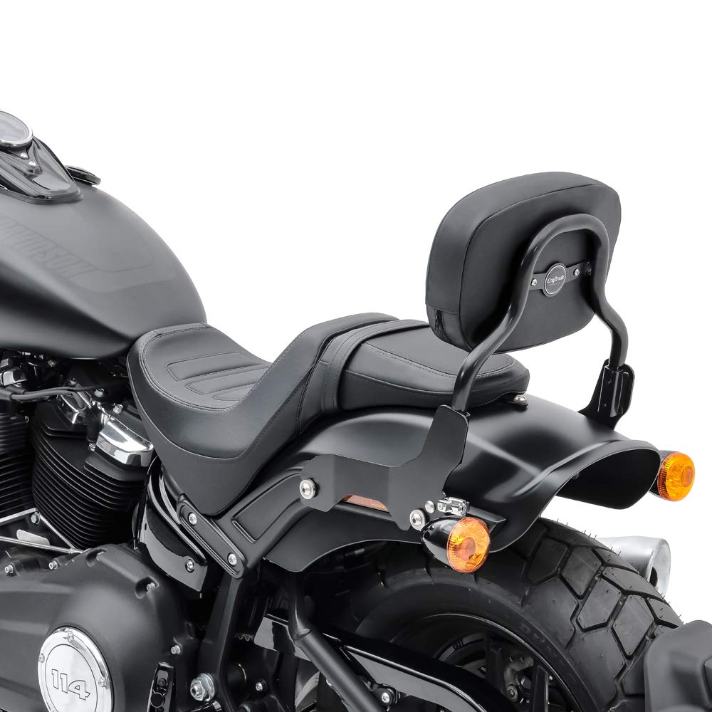 Black Sissy Bar with Luggage Rack for Harley Davidson Softail Custom 2007-2009 - Heavy Duty Rear Backrest & Storage Solution for Motorcycle Touring & Long Rides