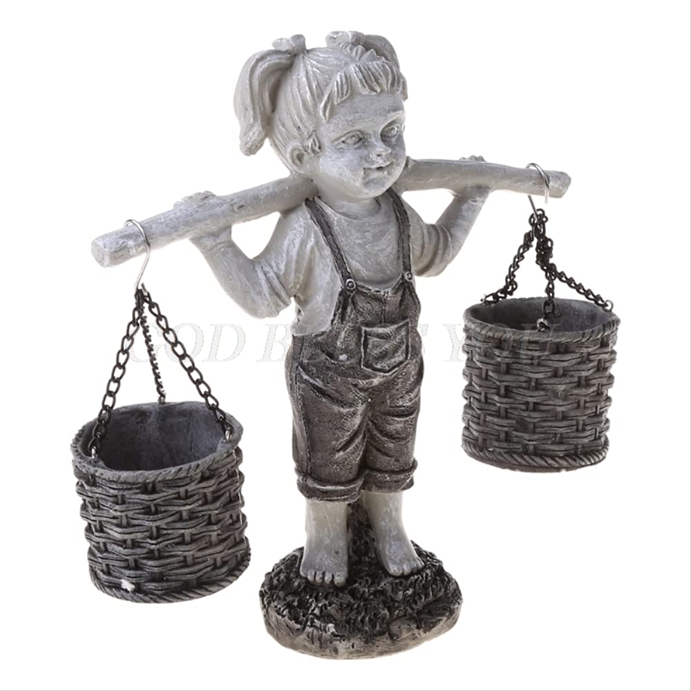 Felicity Little Girl Garden Statue - Two-Tone Stone Sculpture for Outdoor Yard & Garden Decor | Perfect for Flower Beds, Patios & Cottage Gardens