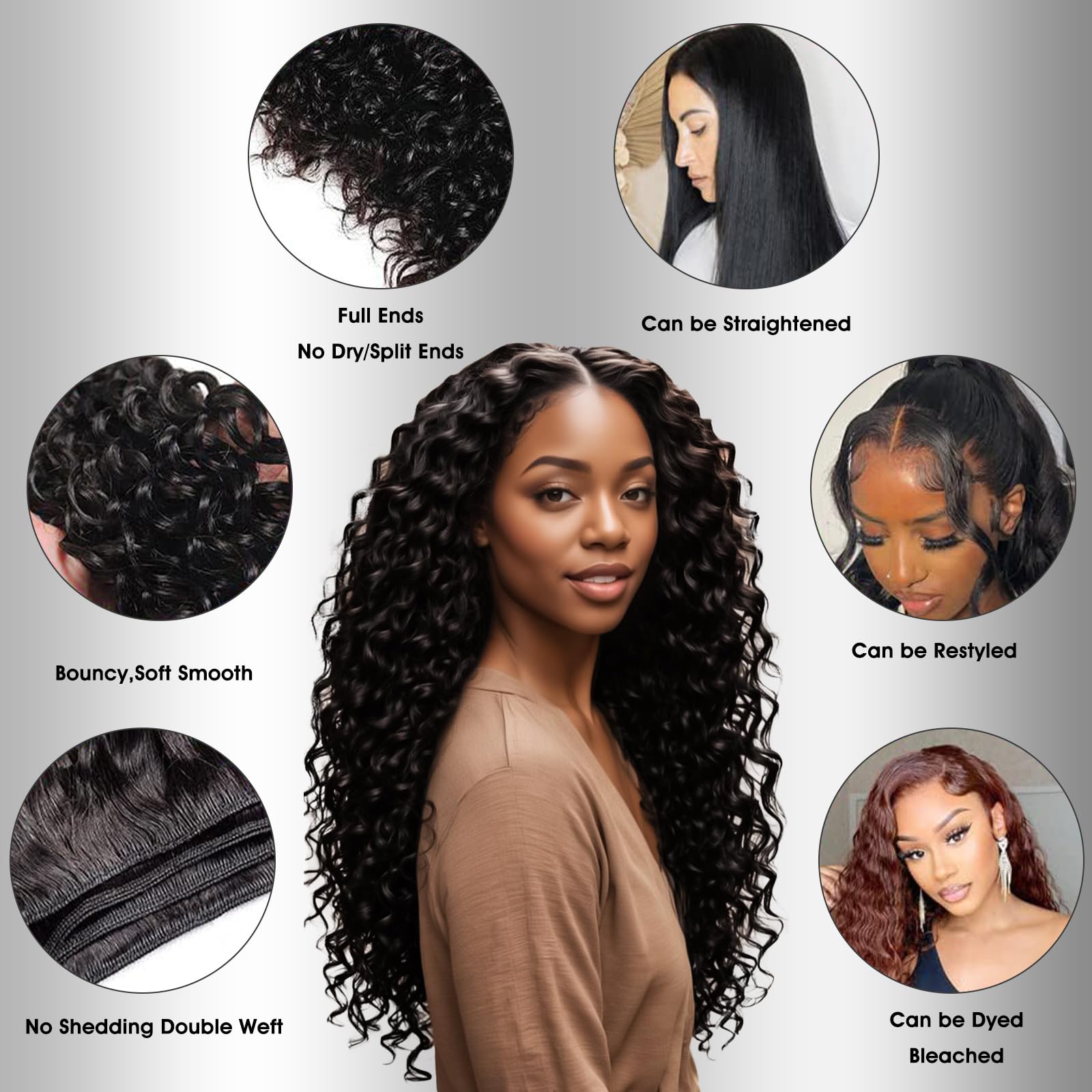 20 22 24 26 Inch 100% Unprocessed Virgin Human Hair Bundles - 12A Deep Wave 4 Bundles Natural Black Real Human Hair Extensions for Styling & Volume | Perfect for Daily Wear, Parties & Special Occasions