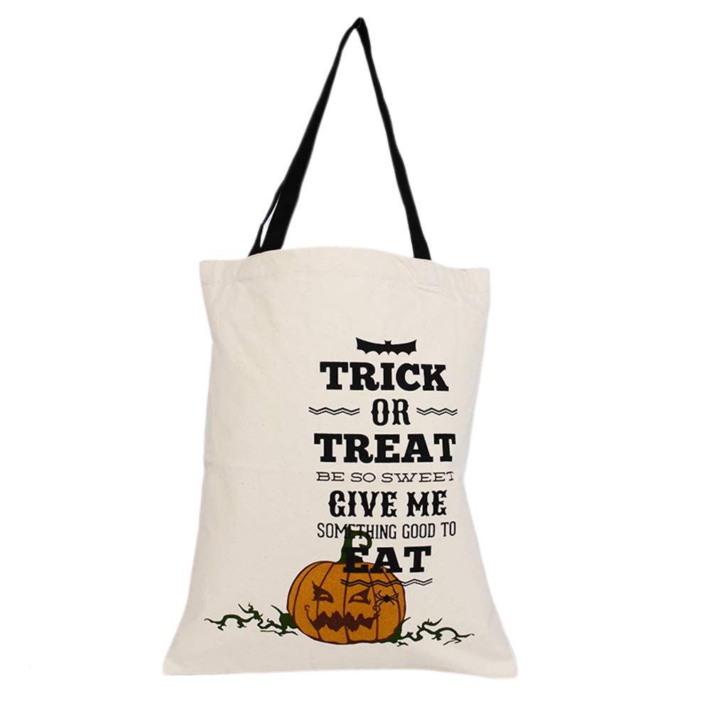 LIOOBO Halloween Candy Bags - Reusable Canvas Cotton Tote Treat Bags for Kids | Pumpkin-Themed Party Favors & Creative Decorations for Trick or Treat, Halloween Parties & Classroom Celebrations