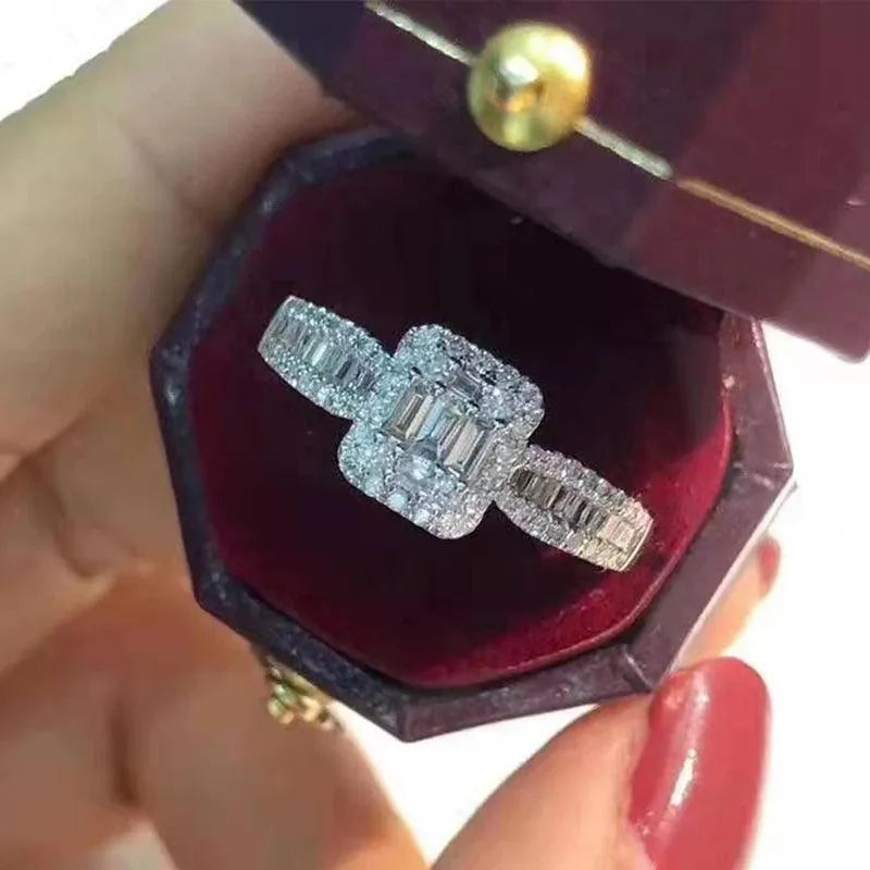 18K White Gold 0.5 Carat Natural Diamond Engagement Ring & Wedding Band - Certified (Size M) - Perfect for Proposals, Anniversaries, and Bridal Jewelry