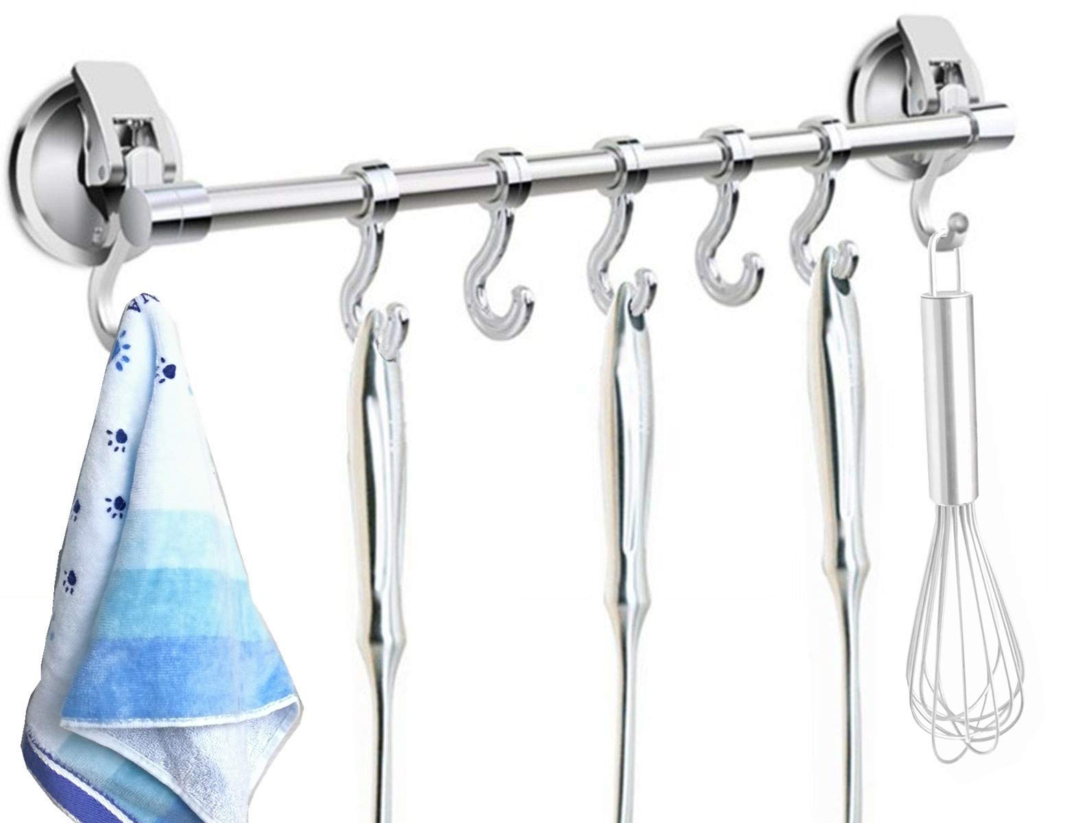 Strong Suction Cup Hooks for Bathroom & Kitchen - Heavy Duty Wall Mounted Organizer for Towels, Robes, Loofahs, Wreaths & Utensils - Sticks to Glass Doors, Windows & Tile Walls - Perfect for Shower, Home & Office Organization