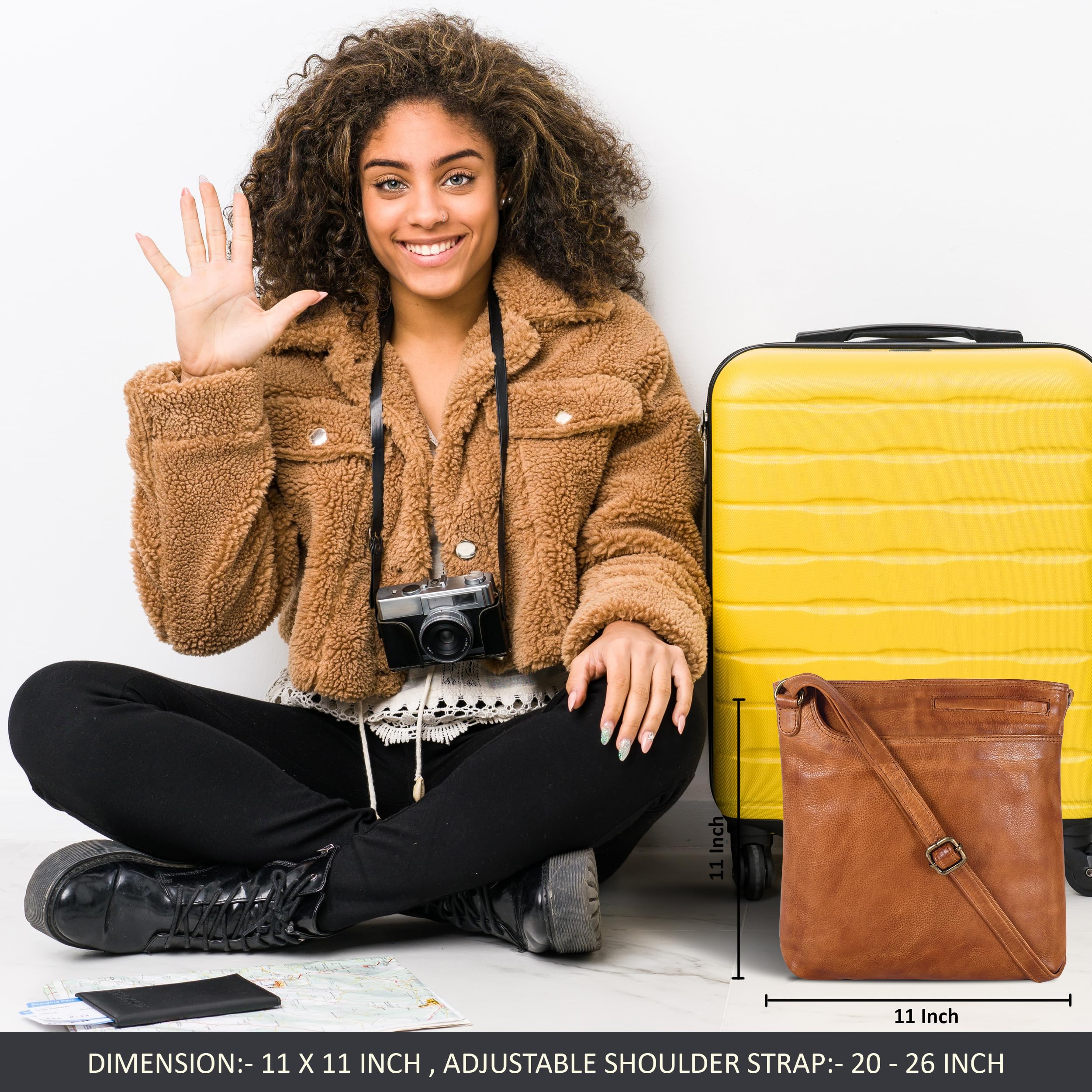 Ozora Genuine Leather Crossbody Bag for Men & Women - Multi-Pocket Sling Bag with Detachable Holster - Perfect for Travel, Work & Everyday Use