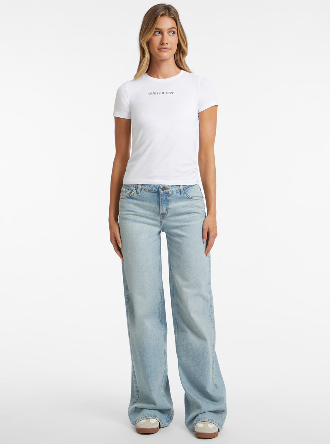 Guess G11 Women's Wide Leg Jeans - High Waist Stretch Denim Pants for Casual & Office Wear | Trendy Comfortable Jeans for Everyday Style