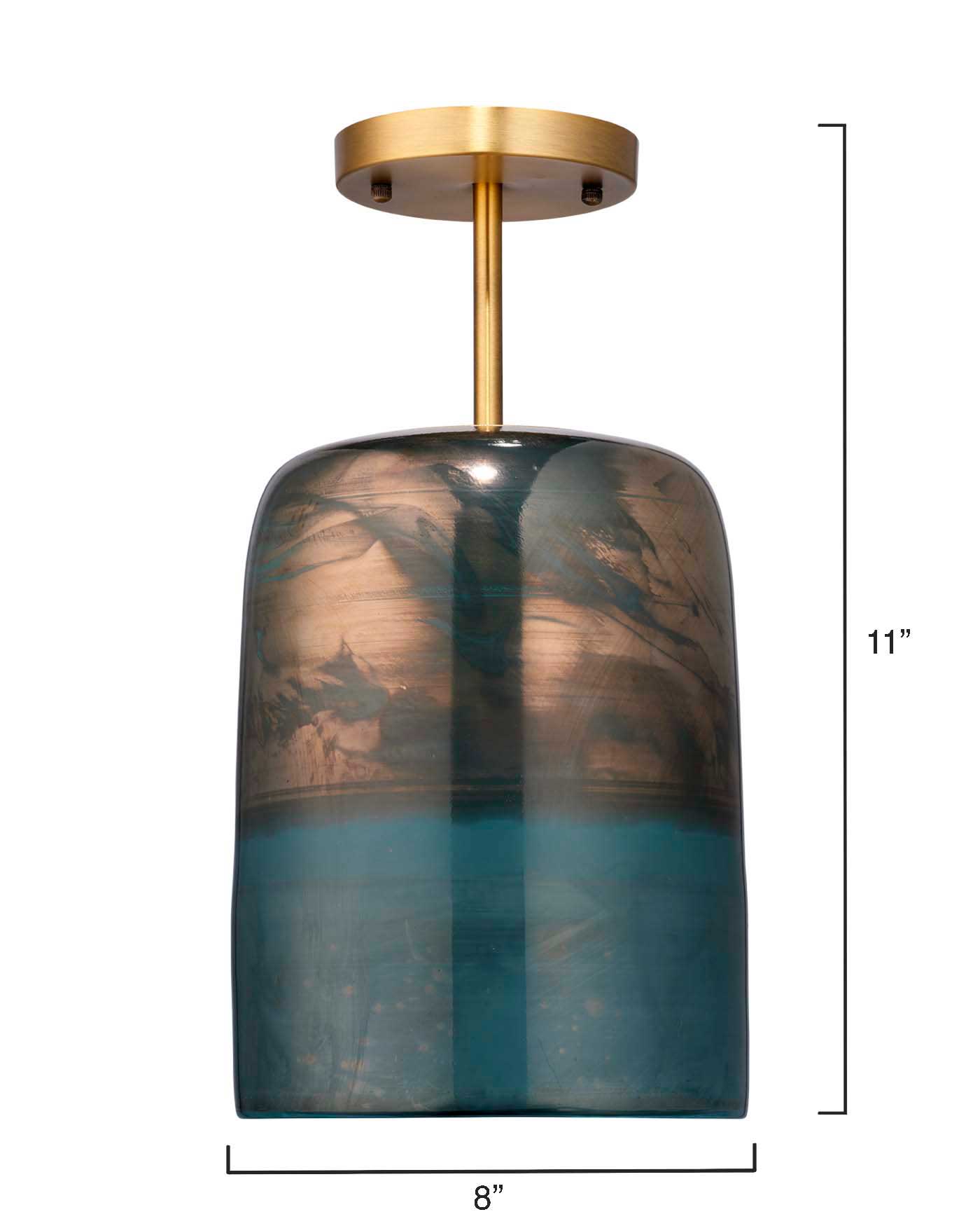 Vapor Semi Flush Mount Ceiling Light in Aqua Blue - Perfect for Bedroom, Kitchen, or Hallway Lighting