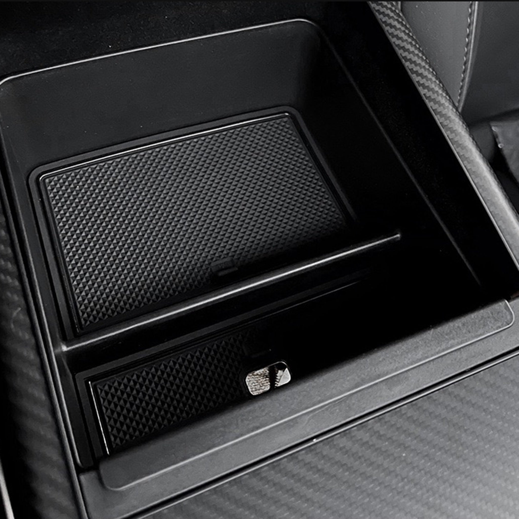 Tesla Model S & X Center Console Armrest Storage Organizer (2021+ Models) - Perfect for Car Accessories, Phone Holder, Sunglasses & Small Items Storage