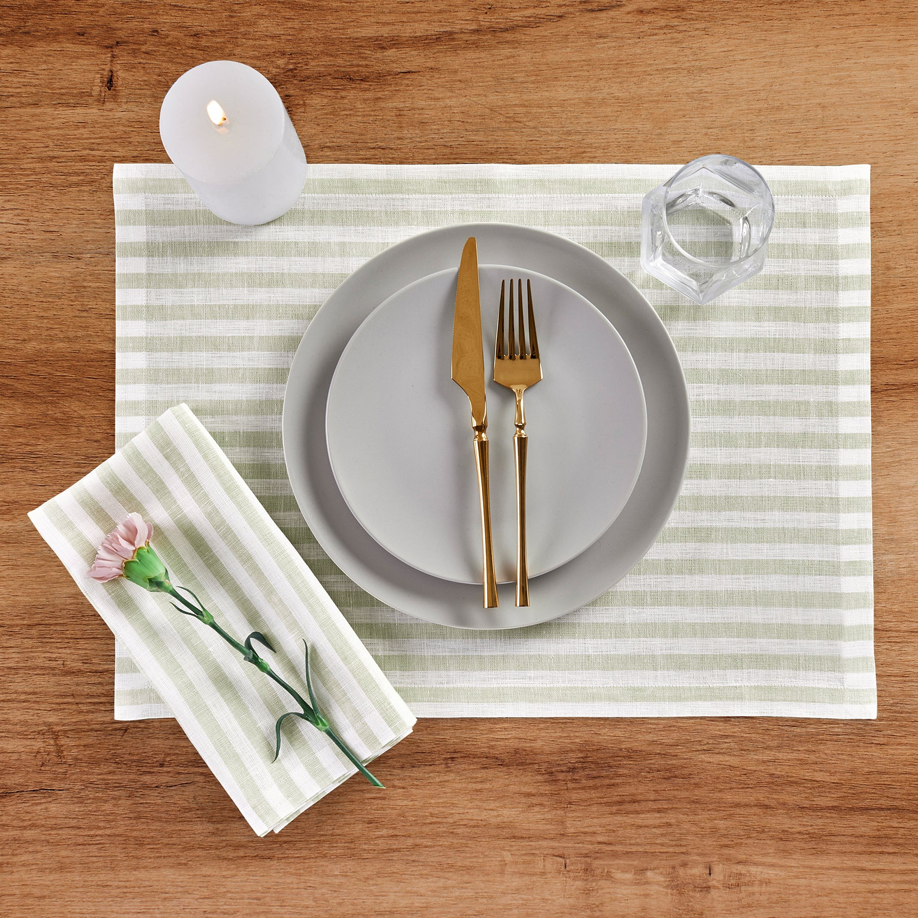 Amalfi Stripe Cotton Placemats Set of 6 - Waterproof & Washable Table Mats for Dining, Kitchen, and Party Decor - Elegant Italian-Inspired Table Setting Accessories