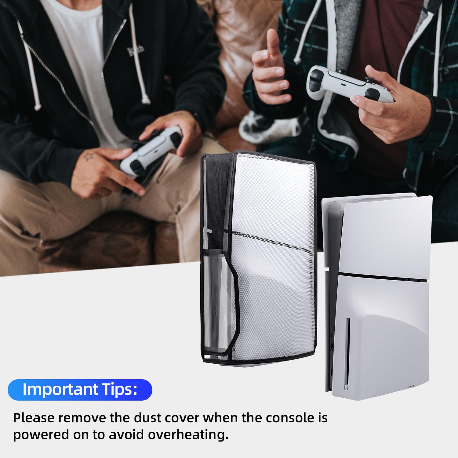 Dust Cover for PS5 Slim DE/UHD Console with Clear View Window - Protective Shield for PlayStation 5 Slim (Not Compatible with PS5/PS5 Pro) - Perfect for Gaming Setup & Console Protection