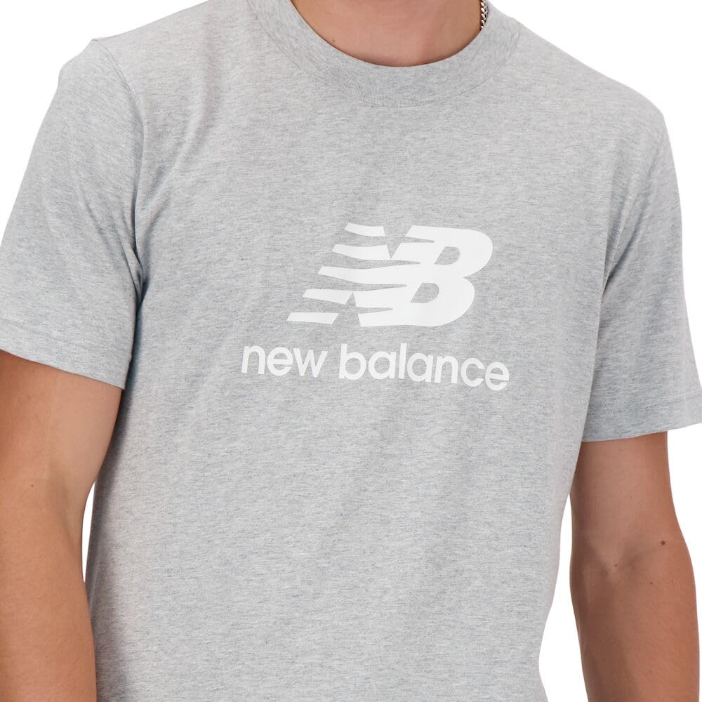New Balance Men's Sport Essentials Logo T-Shirt - Breathable Cotton Athletic Tee for Running, Gym & Casual Wear | Lightweight Comfort Shirt for Workouts & Everyday Style